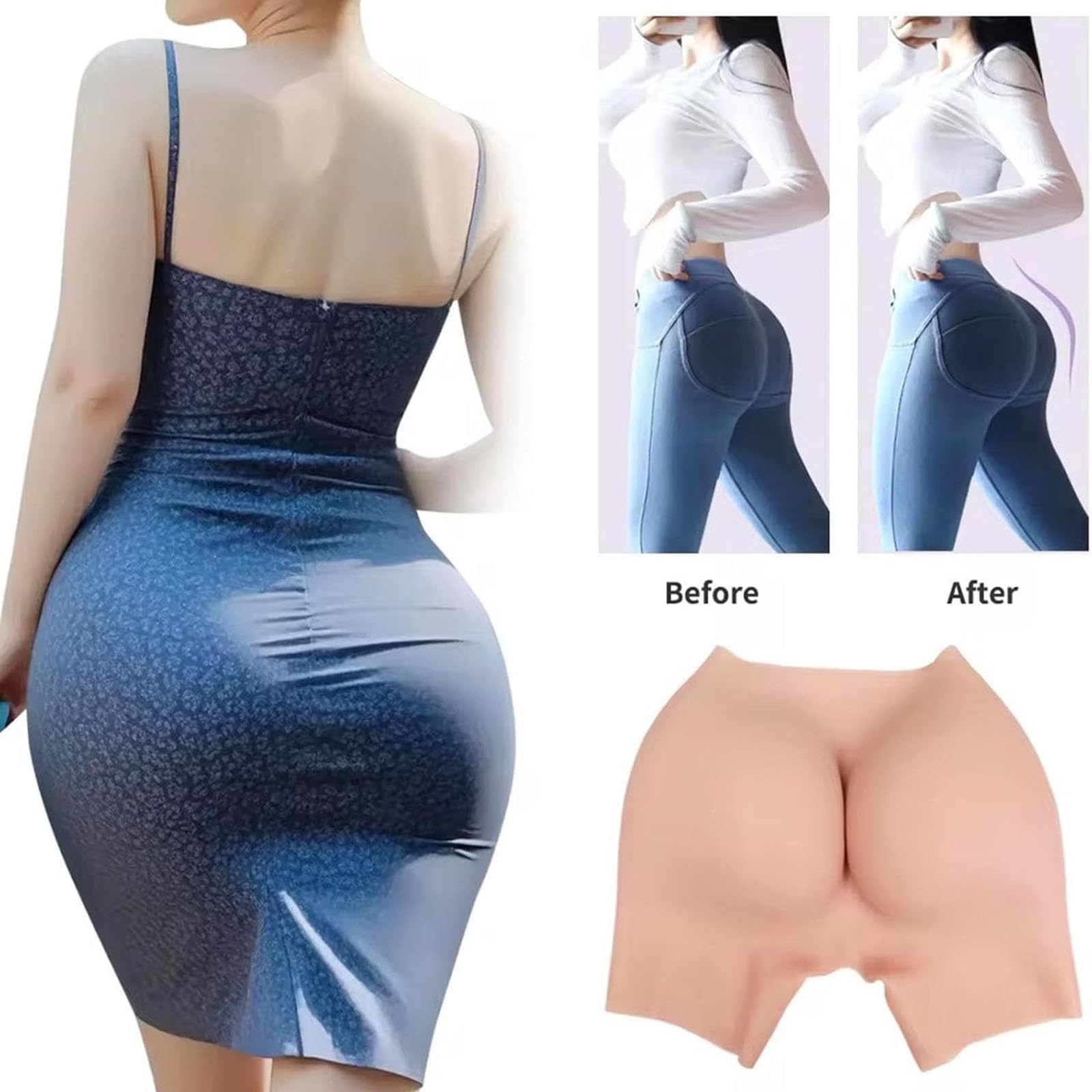 Bragas moldeadoras de silicona para levantamiento de glúteos, realzadoras de cadera, bragas moldeadoras para mujer, cosplay (color 3, L)