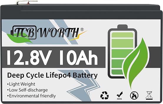 12.8V 10AH Lifepo4 Battery with Perfect BMS Support Series and Parallel for Solar System RV Household Appliances Emergency Power Supply Trolling Motor Golf Cart