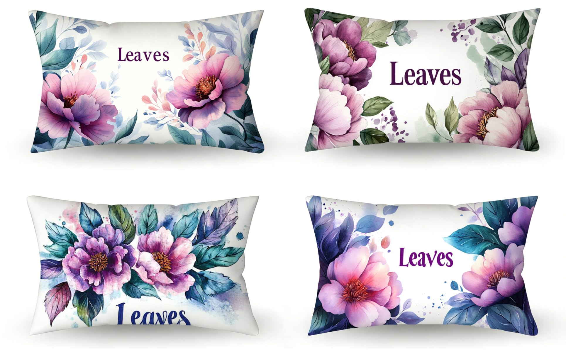 Housse coussin 40x60 lot de 4 coussin exterieur violet taie d'oreiller