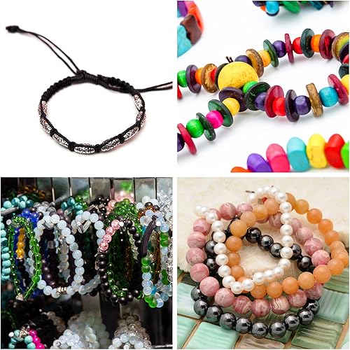 Miniatura 7 de Cuerda elástica para pulseras, 0.039 pulgadas, 330 pies, color negro, cuerda elástica para hacer joyas, collares, cuentas, cuerda para manualidades,