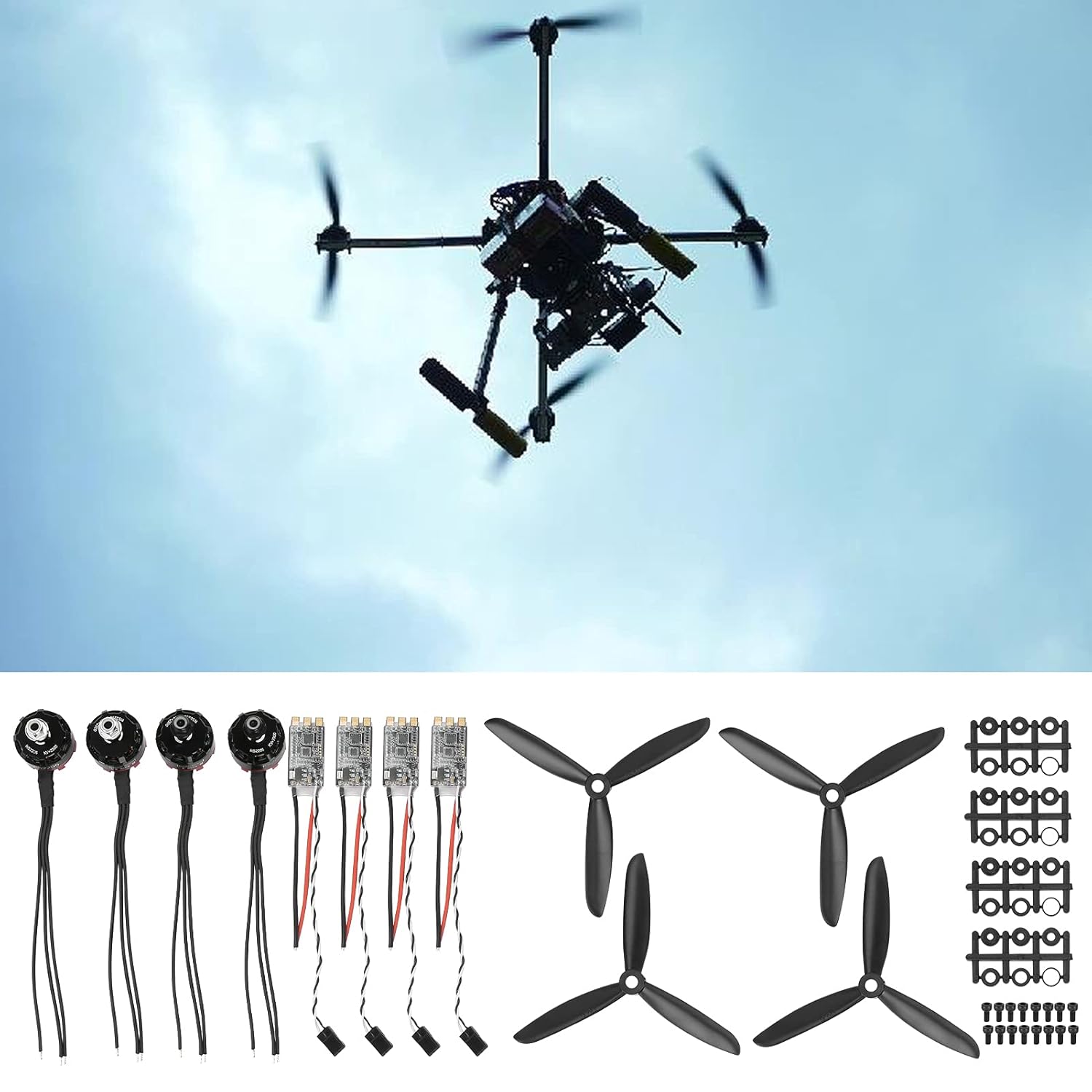 Drone Motor Set, 2205 2300 KV Alu Alloy CW CCW Motor (4X) 30A Brushless ESC (4X) 5045 Propelle (4X) Paddle Weihnachten Aircraft Model Parts