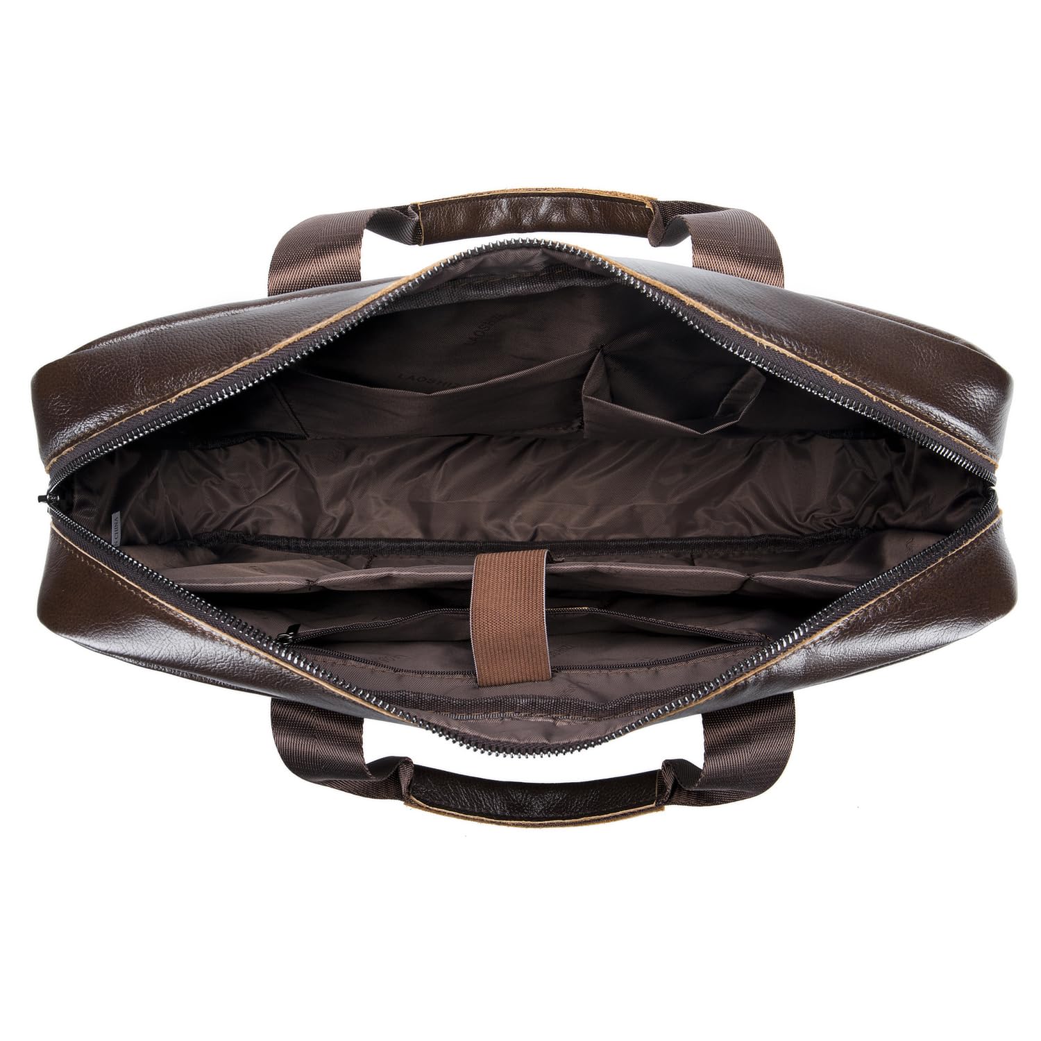 Hebetag Bolso bandolera de cuero para negocios 14 pulgadas café