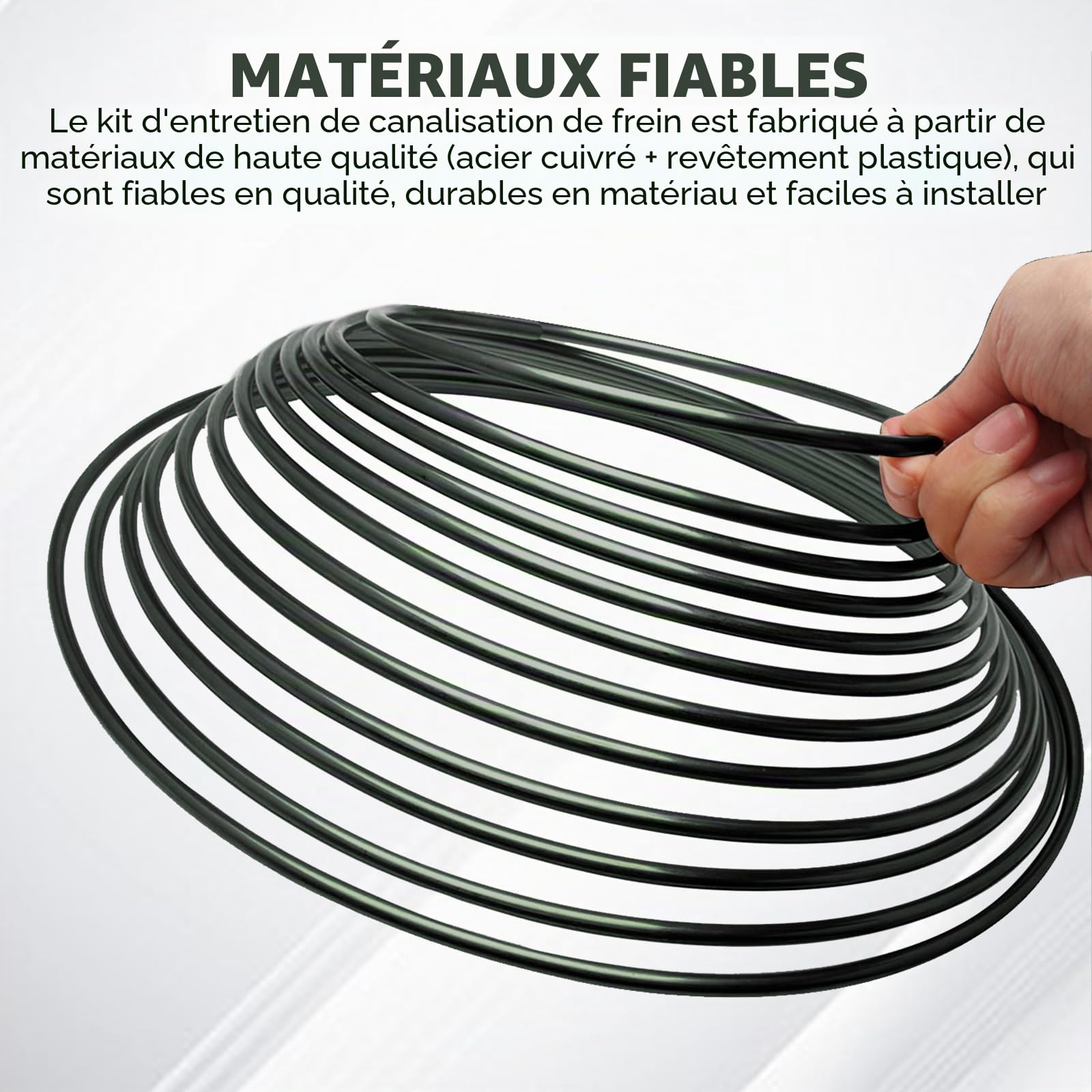 5m Tuyau de Frein Ø 4,76 mm en Acier Cuivré Revêtu, 2 Pcs Câbles de Frein avec 20 Raccords Vissés et 10 Connecteurs, Conduite Générale, Cable Frein Facile à Plier Manuellement pour Automobile
