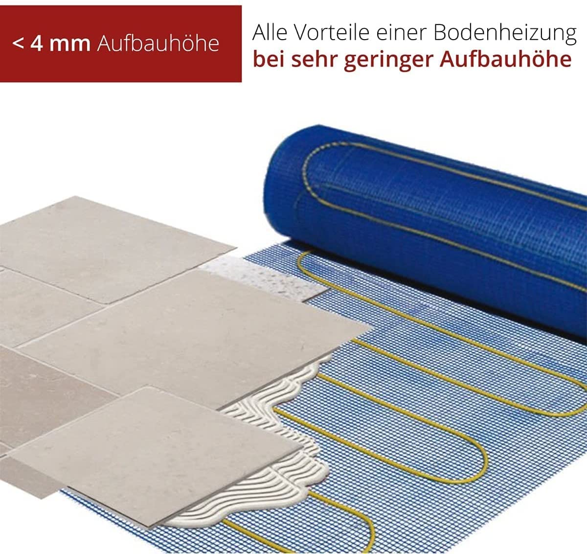 Fußbodenheizmatte 3 m2 500 Watt inklusive digitalem Thermostat und Sensor - Vewi