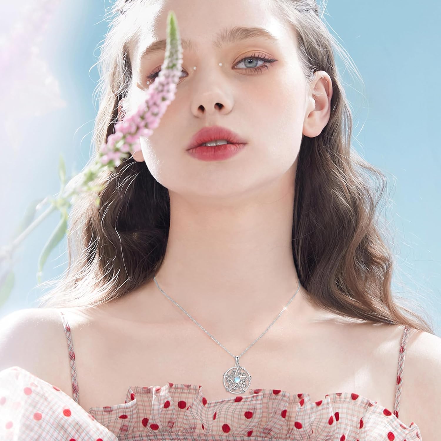 Pentagram Leaf Necklace 925 Sterling Silver Pentacle Necklace Pentacle Pendant Jewelry Gifts for Women - Image 5