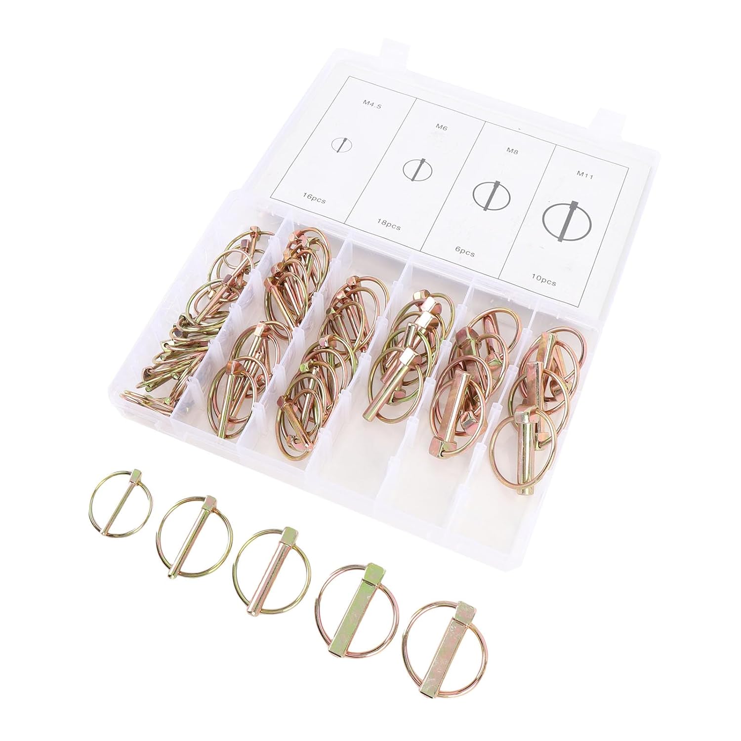 Yoidesu Round Pins of Towing Hitch, Easy Extraction of Connection Tractor Pins Powerful 50pcS M4.5 M8 M11 for Cutters