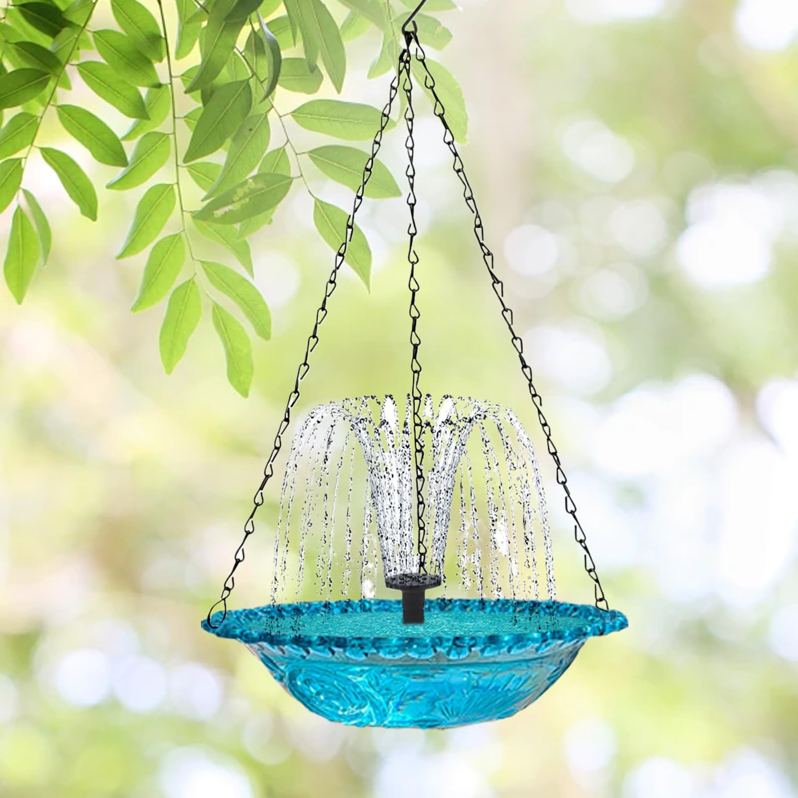 Genérico Fuente de baño para pájaros colgante en cascada solar, fuente para baños de colibríes al aire libre, baño para pájaros colgante con agua corriente, para jardín exterior, césped, patio — view 3