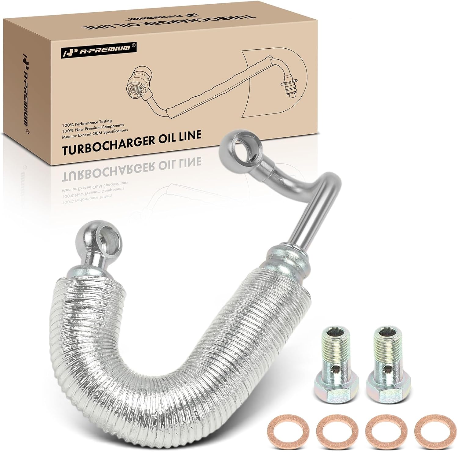 A-Premium Supply (Upper) Turbocharger Oil Line Compatible with BMW E90 Series 335d 2009-2011, E70 Series X5 2009-2013, L6 3.0L Diesel