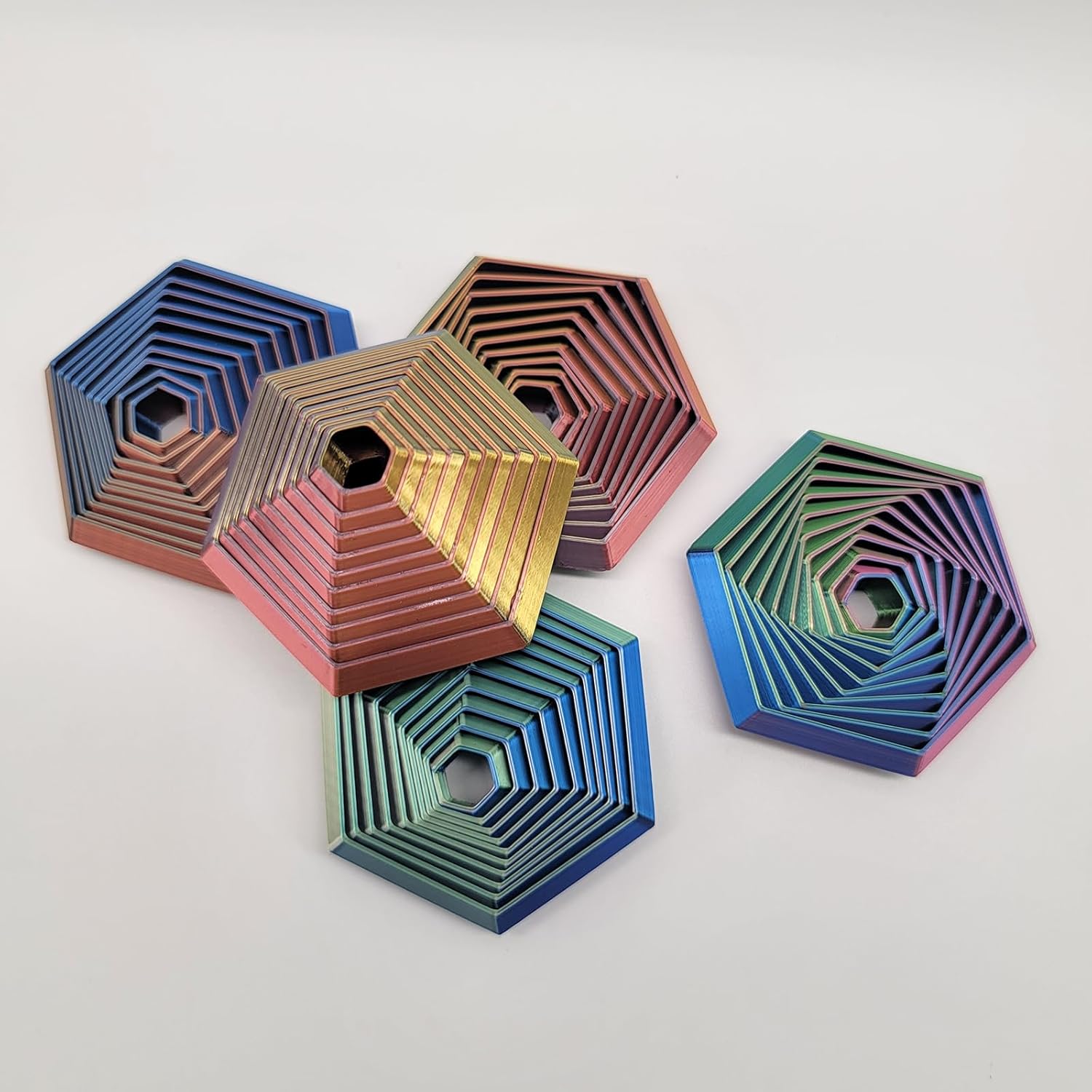 3Pcs Fractal Fidget Hexagon, Hexagon Fidget Spiral Toy, 3D Printed Fidget Toys, Stress Relief Pocket Size Sensory Toy for Adults, Perfect for Stress and Anxiety Fidget Toy