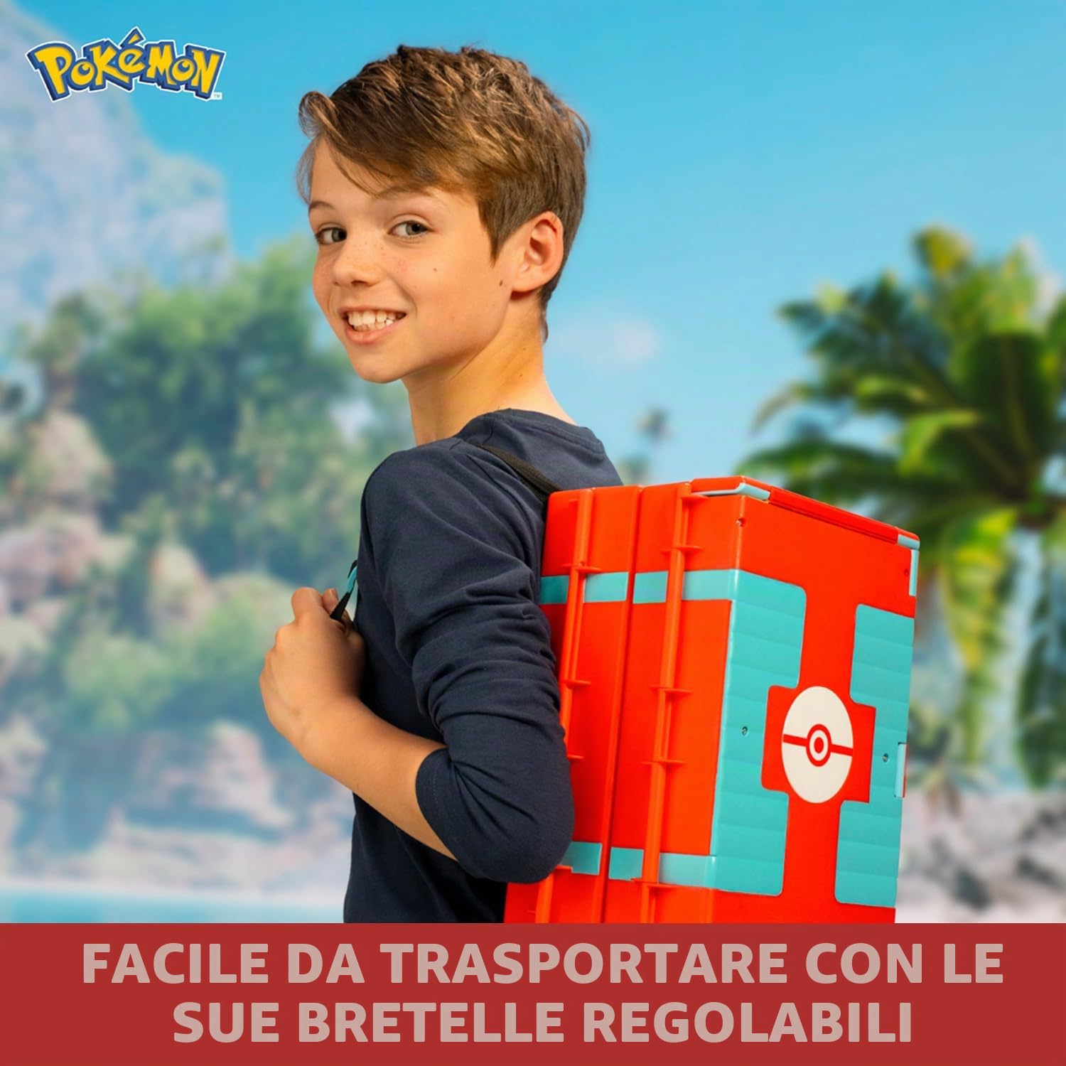 BANDAI - Pokémon - Zaino da Allenamento da Spiaggia - Universo di Gioco Pokémon con Mini Giochi - Borsa Che Si trasforma in Un Parco Giochi Spiaggia - Statuetta Pikachu Inclusa - Cofanetto Giocattolo