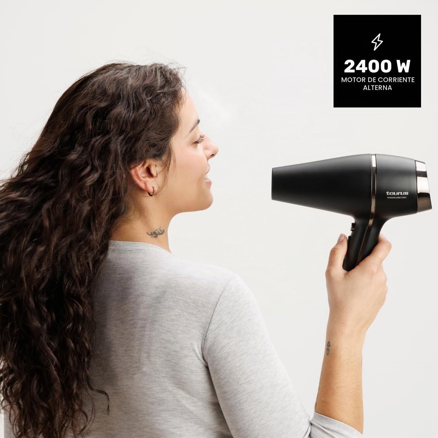 Taurus - Secador de Pelo 2400W, Iónico, Motor AC, Difusor, Aire Frío