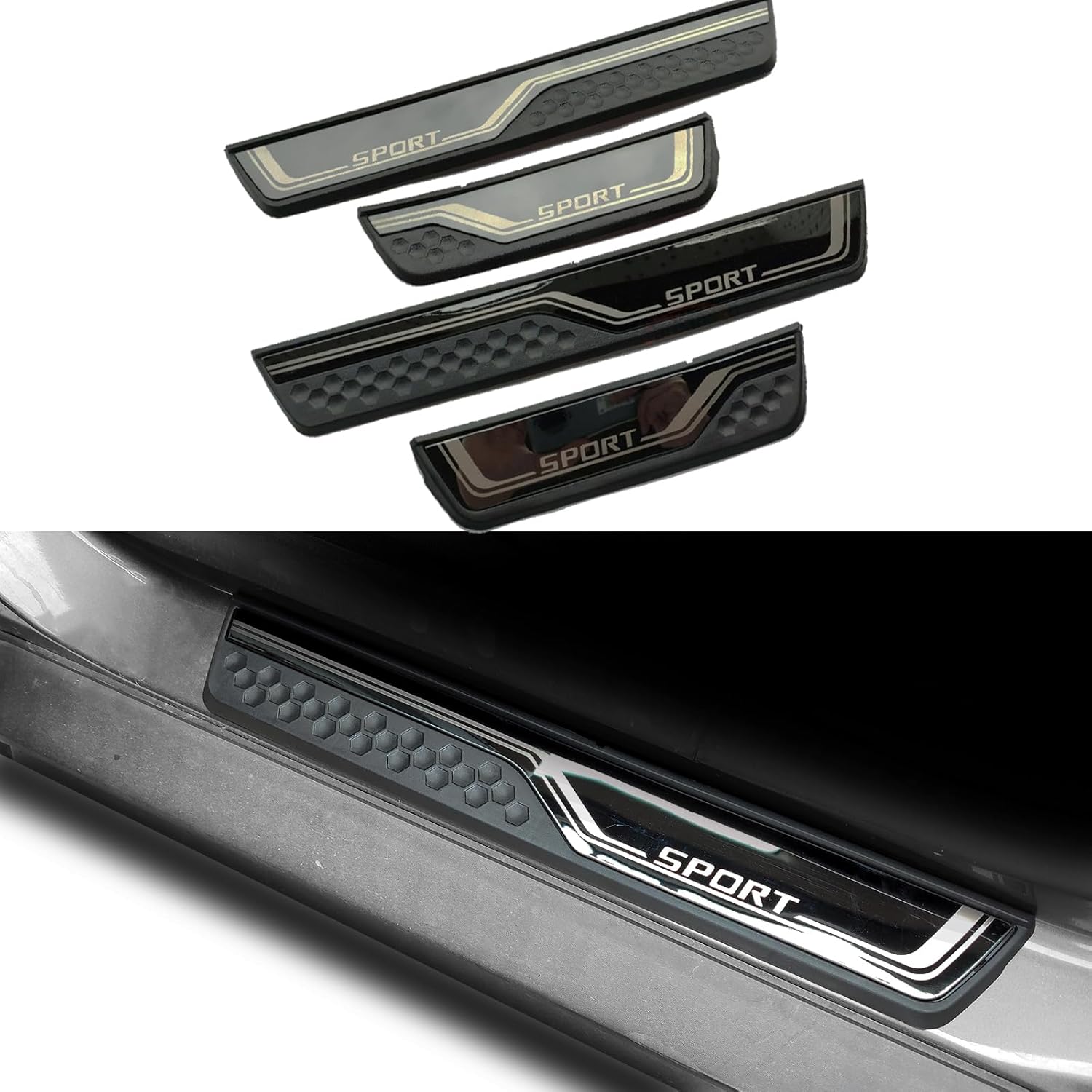 Car Door Entry Guard, for Honda CR-V CRV 2017-2022 Kick Panels Guard Scuff Plate 4PCS, Stainless Steel with ABS Car Door Sill Protector Cover, Automotive Interior Accessories (Black)