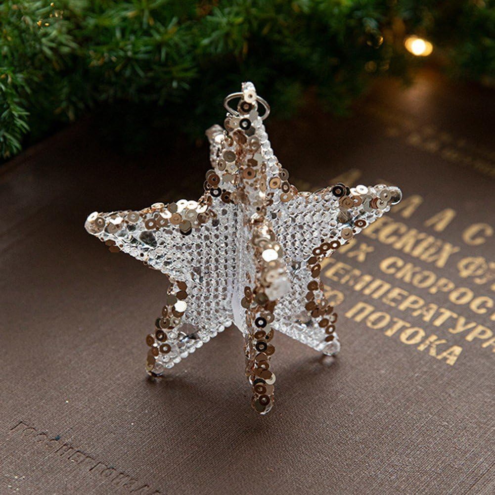 Acrylic Christmas Decorations, 2pcs Star Christmas Ornaments, Crystal Christmas Tree Pendants with Line for Christmas Party Decor