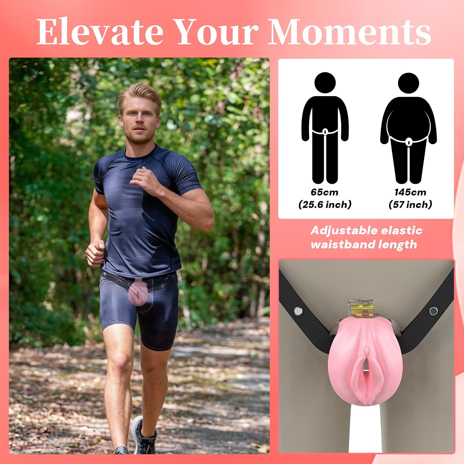 American Brand JALLGDY Pink Sissy Chastity Cage, Lifelike Labia Design Soft Silicone Material Penis Cage, Flat Cock Cage Ideal for Feminine Men