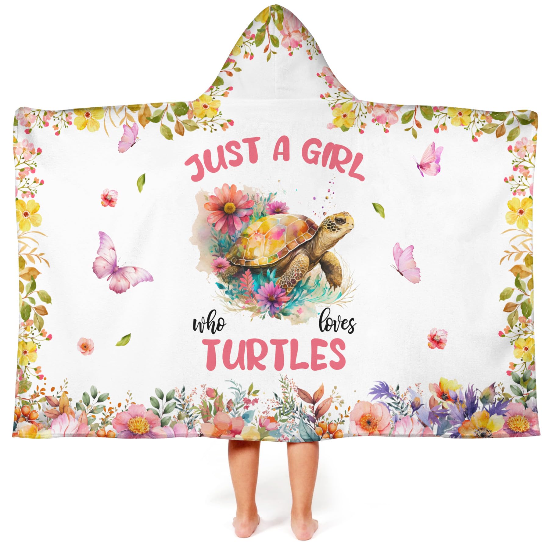 Caiibaoob Turtle Hooded Bath Towels for Girls,Soft Cotton Swimming Shower Beach Blanket (Turtle)