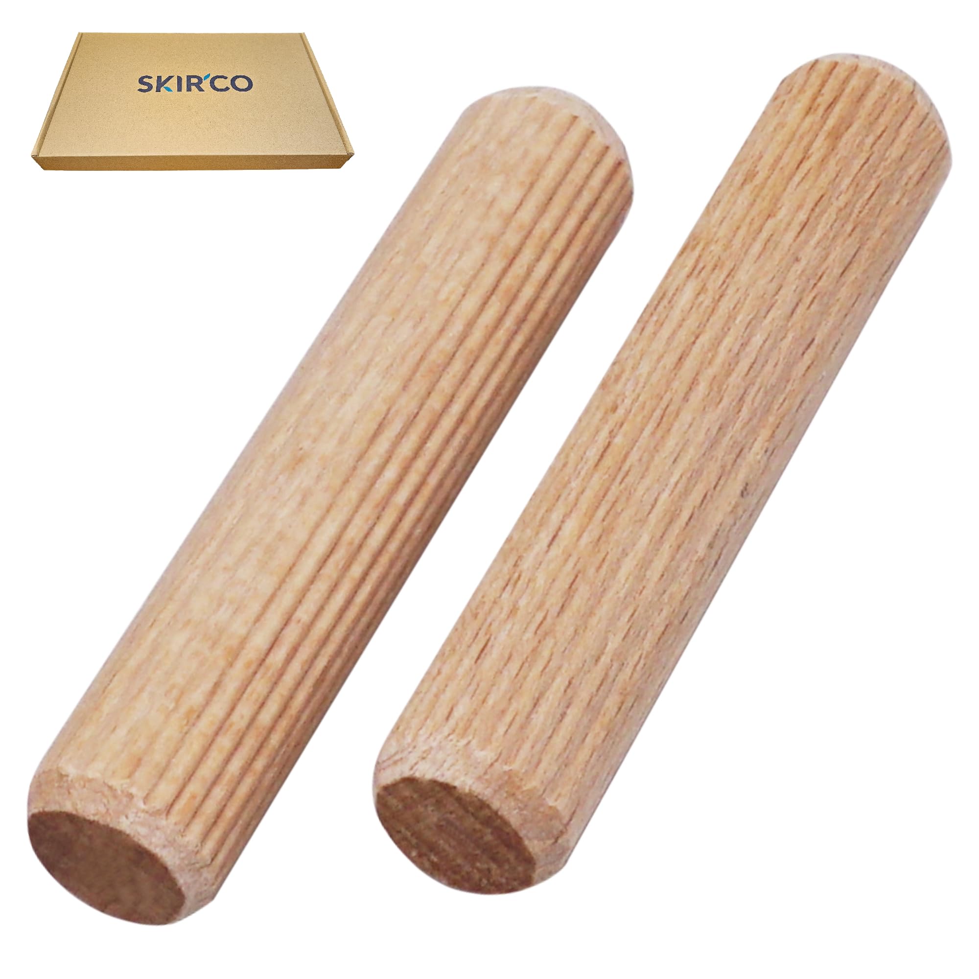 SKIR'CO (100 pezzi) Tasselli in Legno 10 x 70 mm, Tappi in Legno Scanalati, Perni Scanalati per Mobili, Tasselli Scanalati