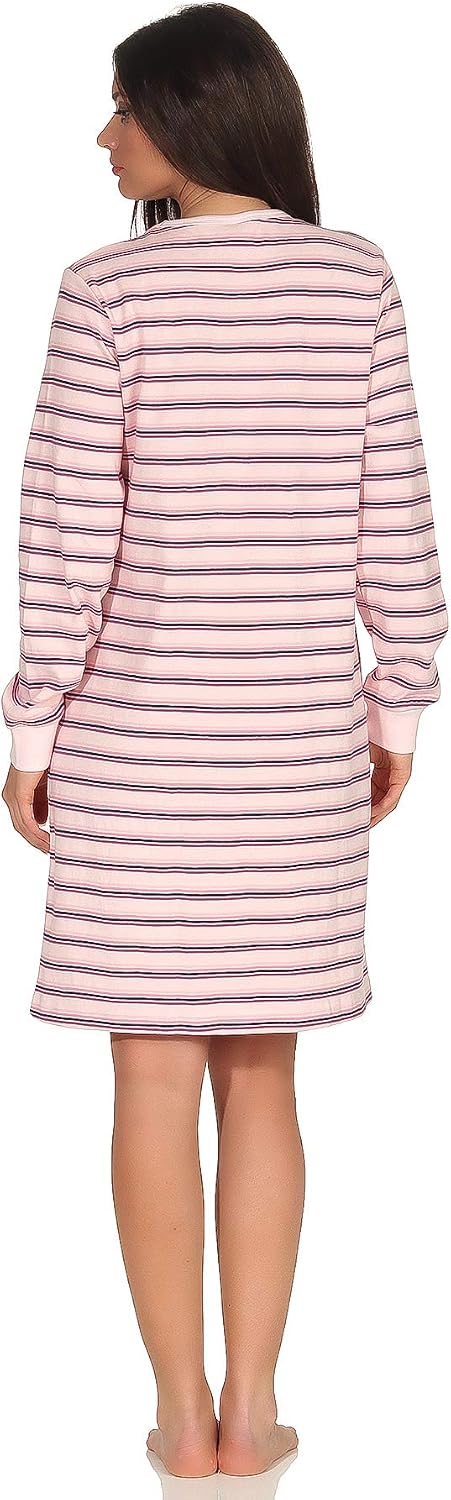 Women's Warm Nightshirt Striped Cozy Nightgown Sleepshirt - Perfect for Cold Nights