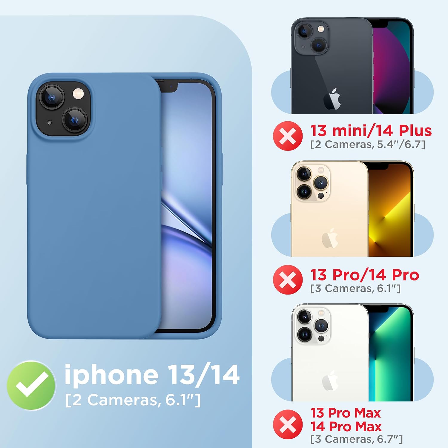 GolbinBox Magnetic for iPhone 13 Case & iPhone 14 Case, Compatible with MagSafe, [Soft Anti-Scratch Microfiber Lining], Slim Liquid Silicone Shockproof Protective Phone Case 6.1 inch, Lake Blue thumbnail