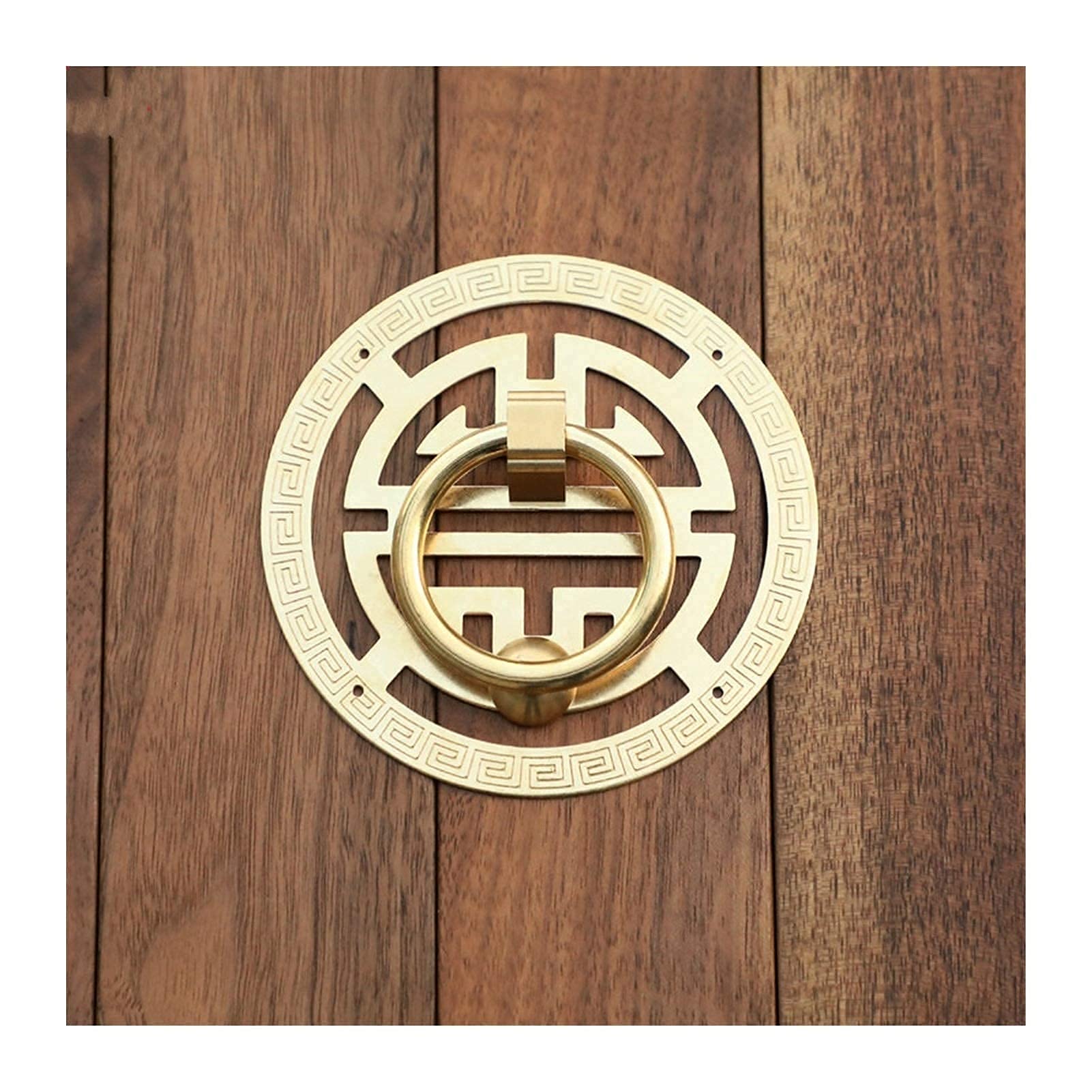 Bouton de porte en bois rétro et heurtoir de tiroir en laiton pour meuble ancien