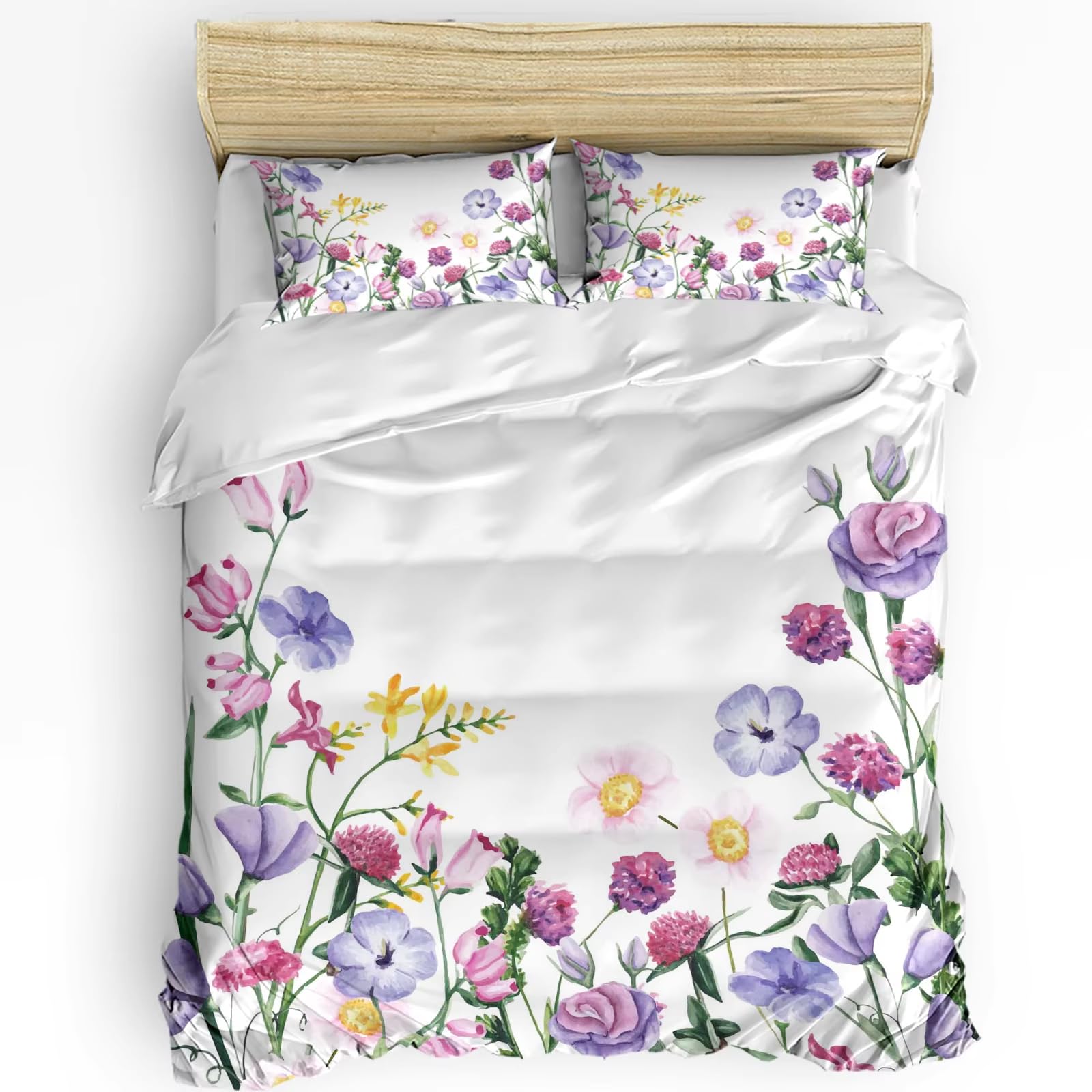 Housse de couette aquarelle 135x200 cm avec taie d'oreiller pour lit simple