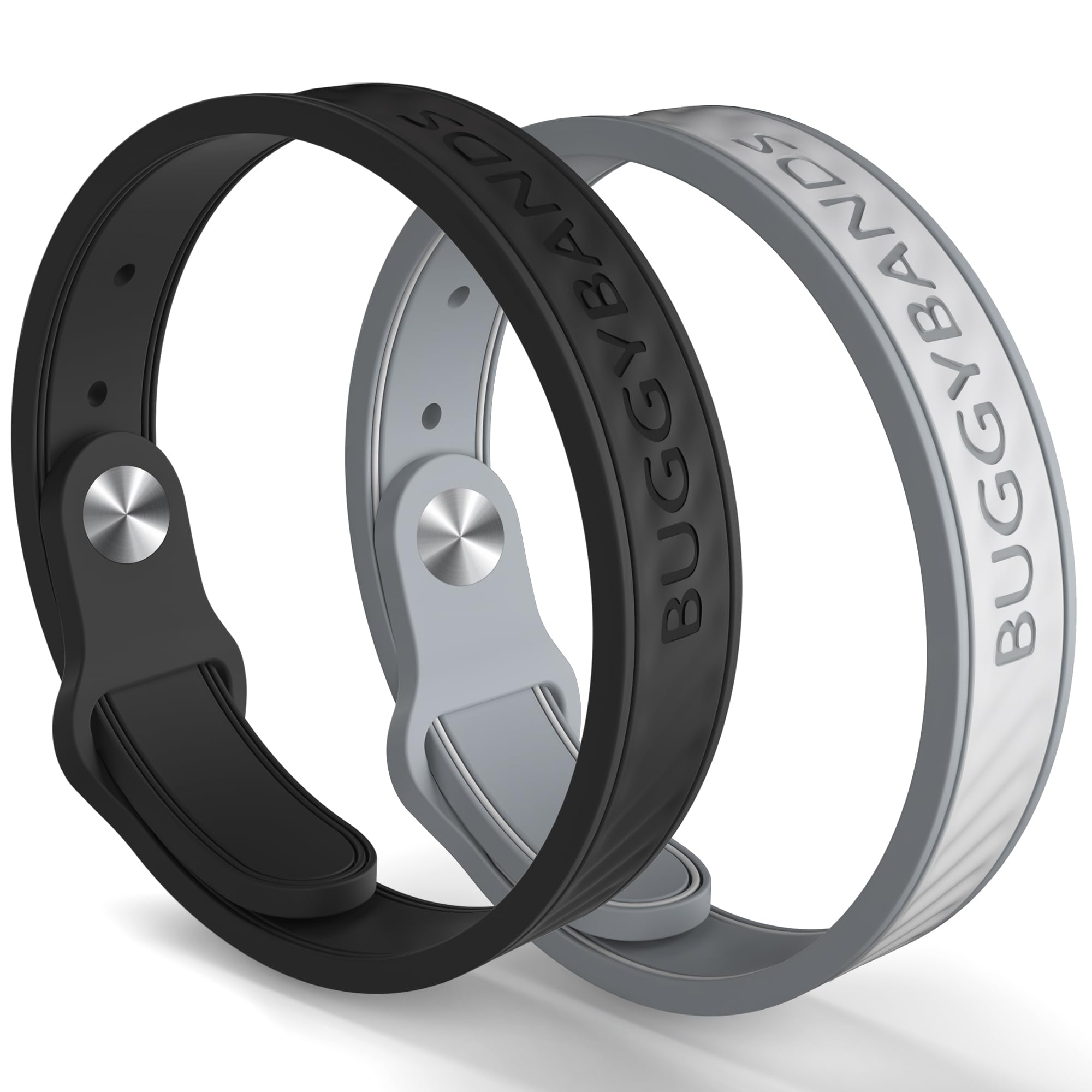 Mosquito Repellent Bracelets, 2 Pack Silicone Mosquito Repellent Bands with DEET Free, Natural & Waterproof Bug Wristbands for Kids and Adults, Outdoor Traveling Protection (Black&Grey)