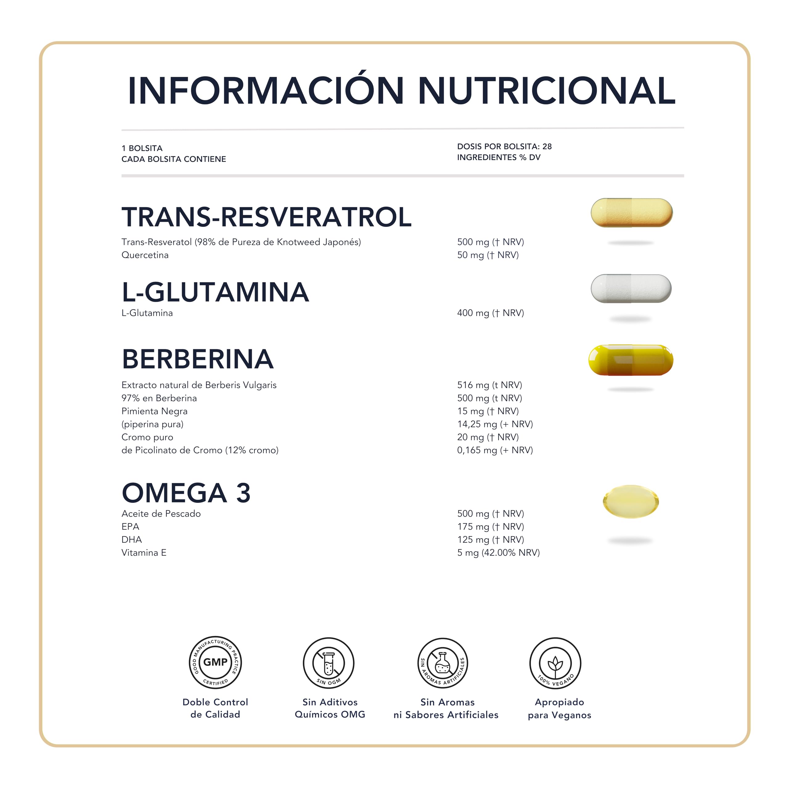 Gestión Avanzada de la Salud Intestinal – Probióticos, Omega-3 TG, L-Glutamina, Berberina, Quercetina y Trans-Resveratrol – Sin OMG | Sinergia excepcional para microbiota y barrera intestinal