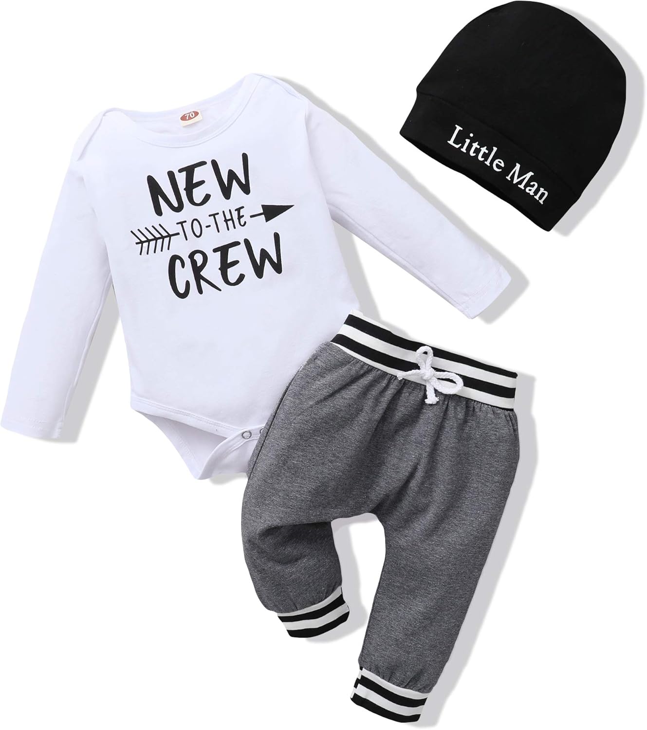 Renotemy Newborn Infant Baby Boy Clothes Fall Winter Outfits New to The Crew Outfit Toddler Baby Boy Clothes Set
