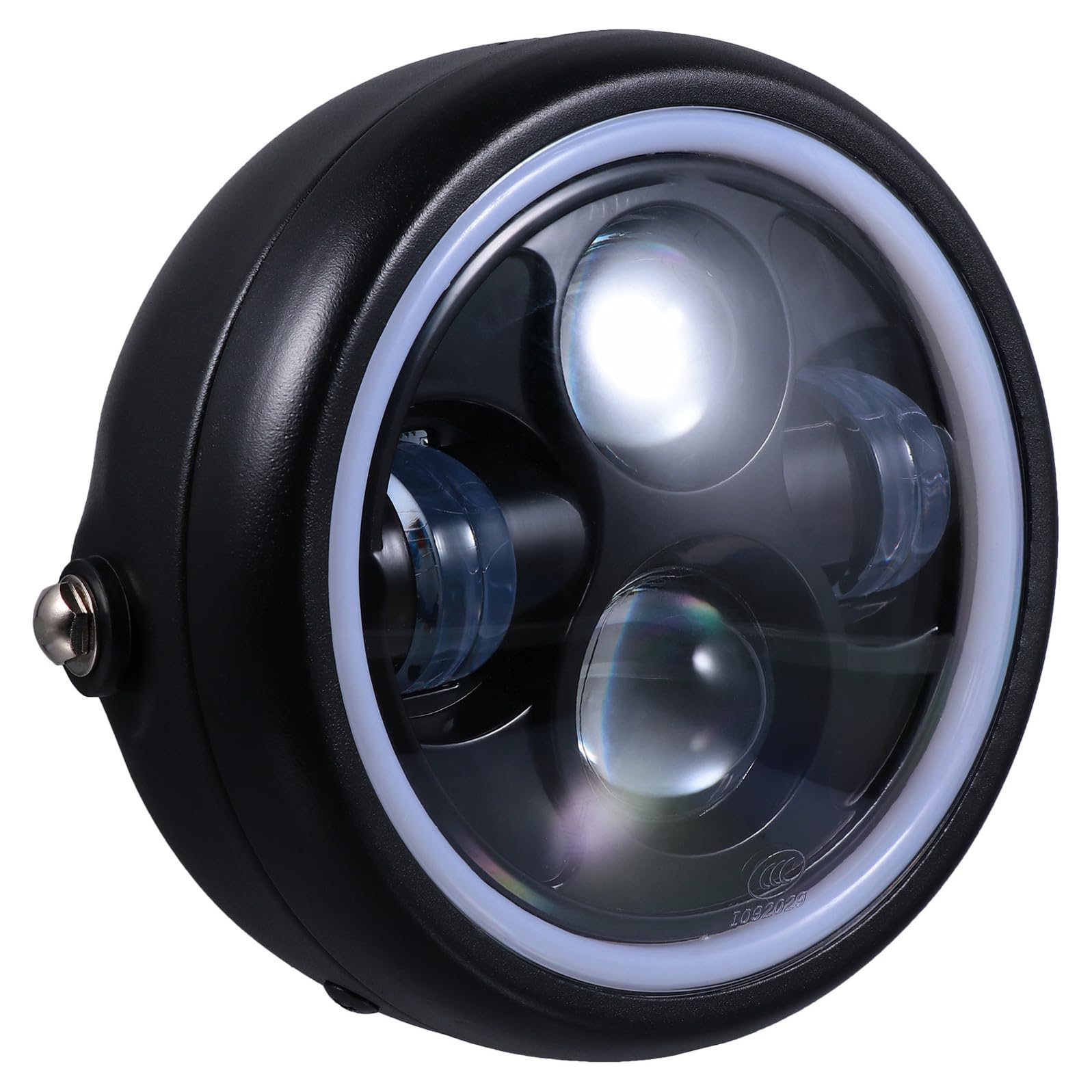 Faro Anteriore LED per Moto 35w 12v Nero in Acciaio Inossidabile e Vetro, per Guida Notturna Sicura in Condizioni Ghiacciate