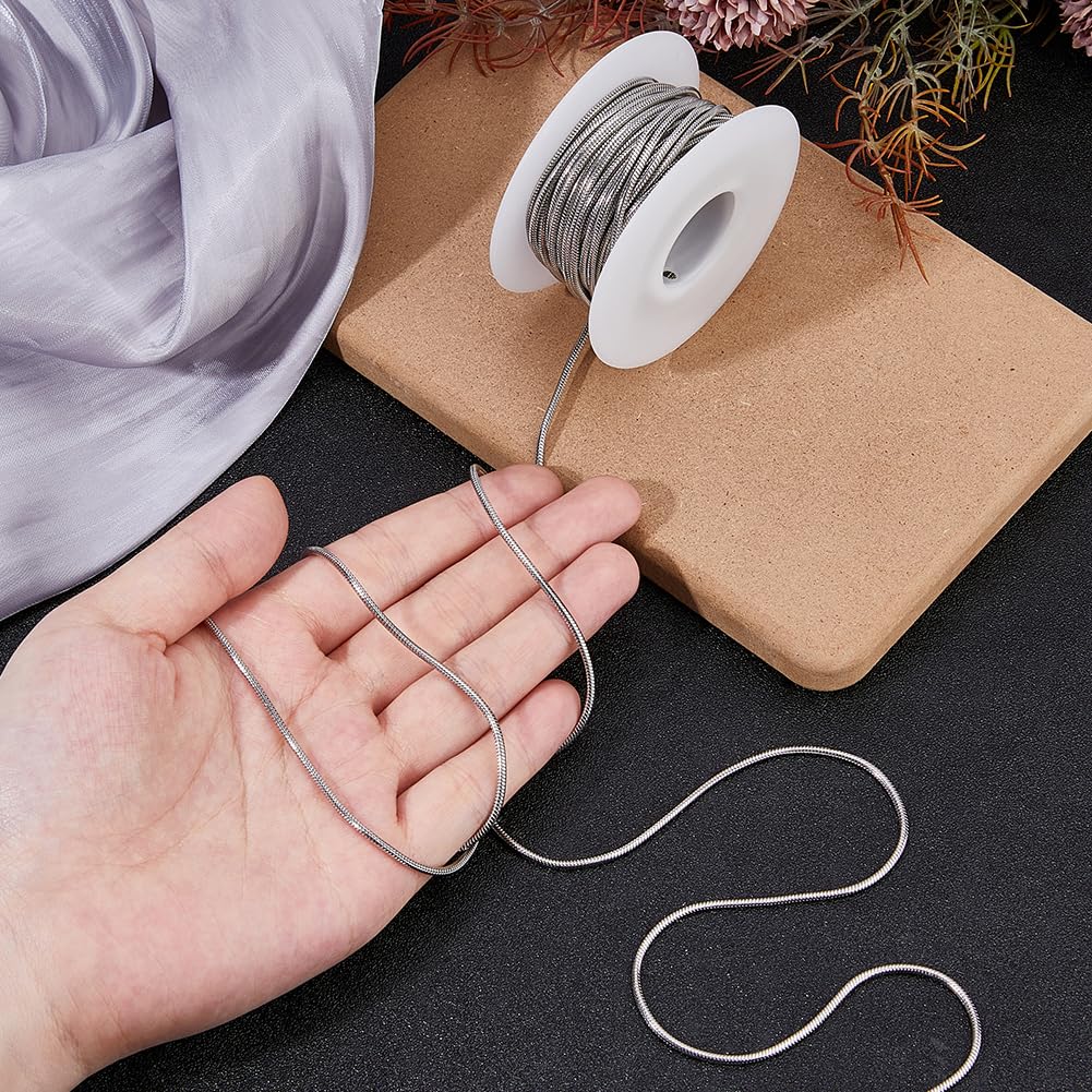 1 rotolo da 10 m argento rotondo catena serpente 2 mm 304 catene a serpente in acciaio inox rotondo non trattato, per gioielli, collane, bracciali, orecchini, fai da te