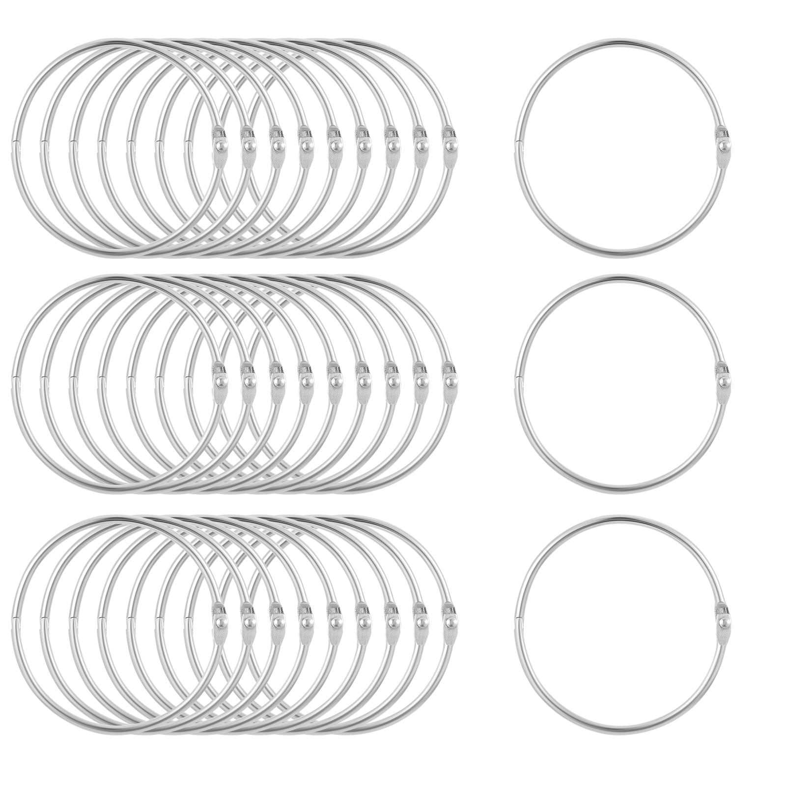 30 Pack Loose Leaf Binder Rings 3 Inch Binder Rings Metal Book Rings Heavy Duty Steel Office Book Rings for Paper Rings, Keychain Key Rings, Metal