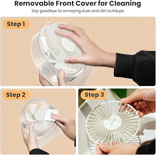 Miniatura 4 de WSKEN Ventilador de escritorio pequeño USB, diseño estético, mini pero potente, portátil, ultra silencioso, ventilador personal de escritorio de 3