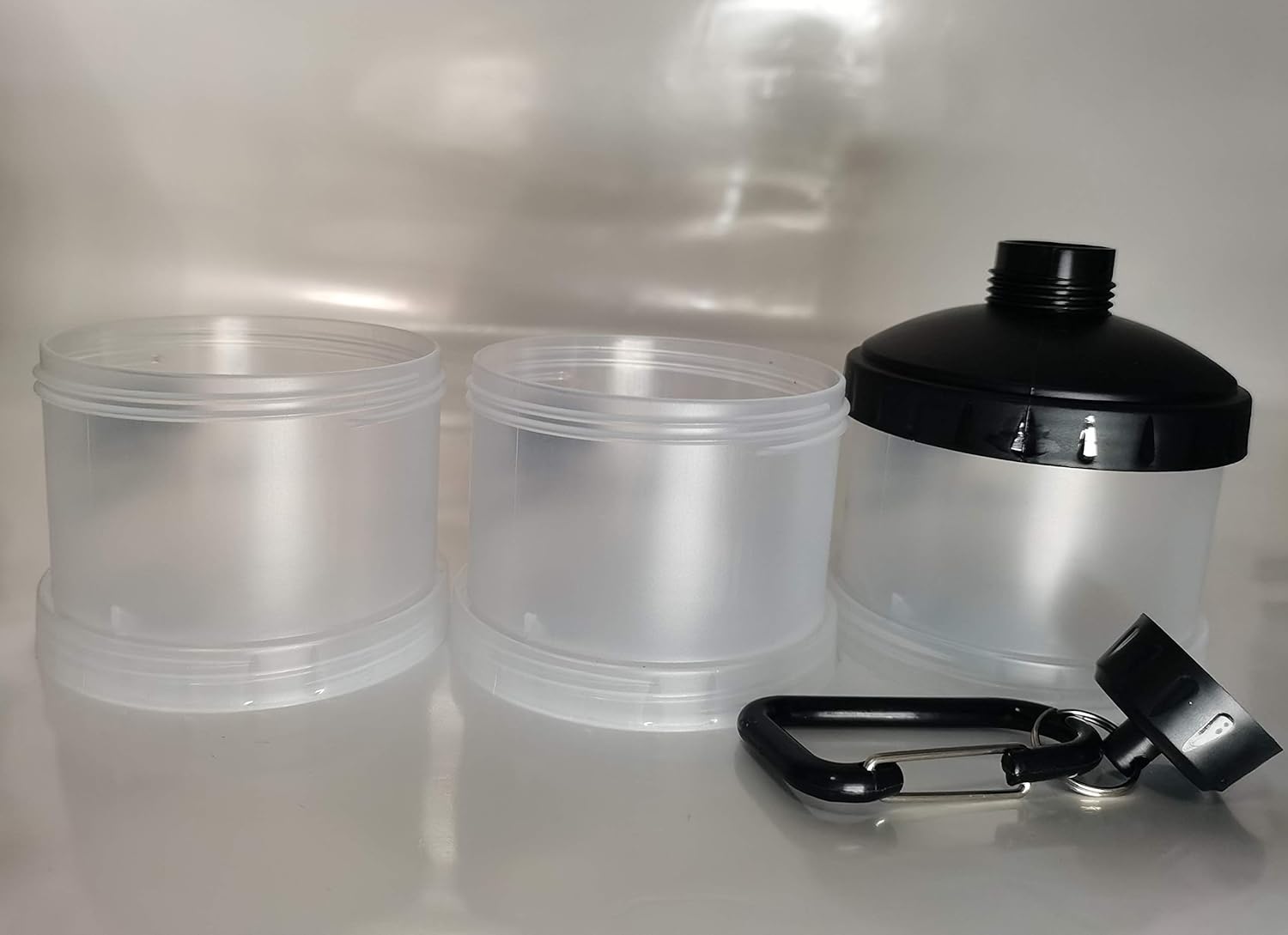Protein Funnel Supplement Powder Container - Shaker Container for Powder Supplement Storage with Pill Box,Powder Funnel & Pill Keychain Container to Go for pre-Workout 2 Pack