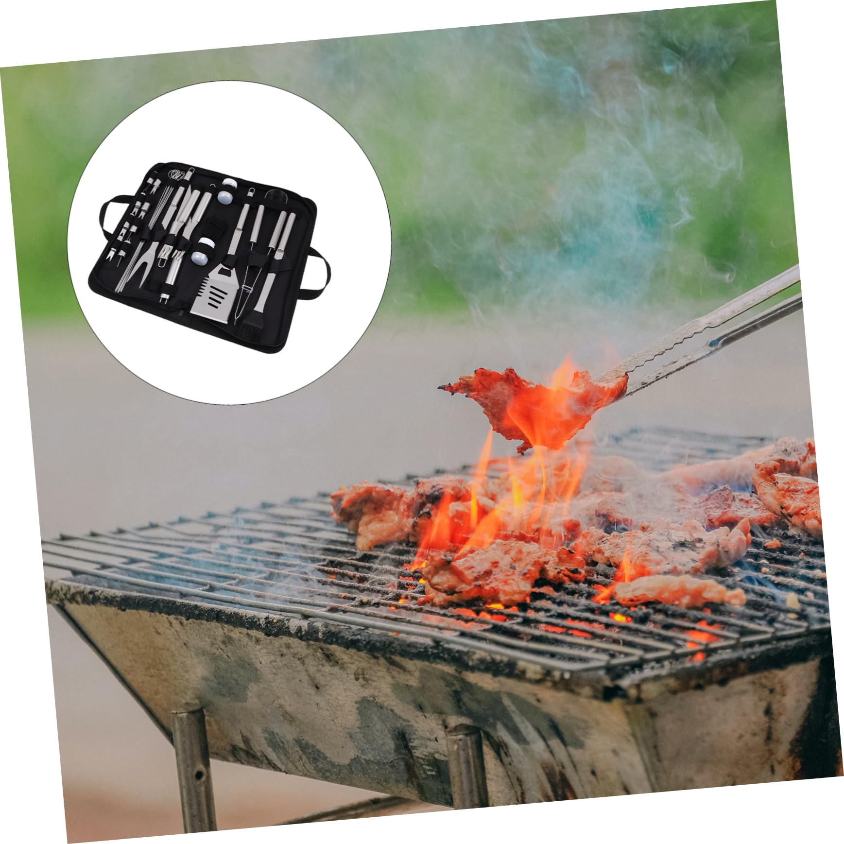 BESPORTBLE Utensili Barbecue in Acciaio Inossidabile Portatile Per Esterni Accessori Per Bbq Borsa Per Oggetti Utensili Per Barbecue
