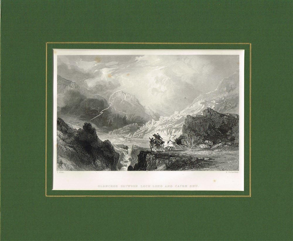 Antique Print of Glen Croe Loch Long Cairn Deu Scotland Old Engraving c.1840