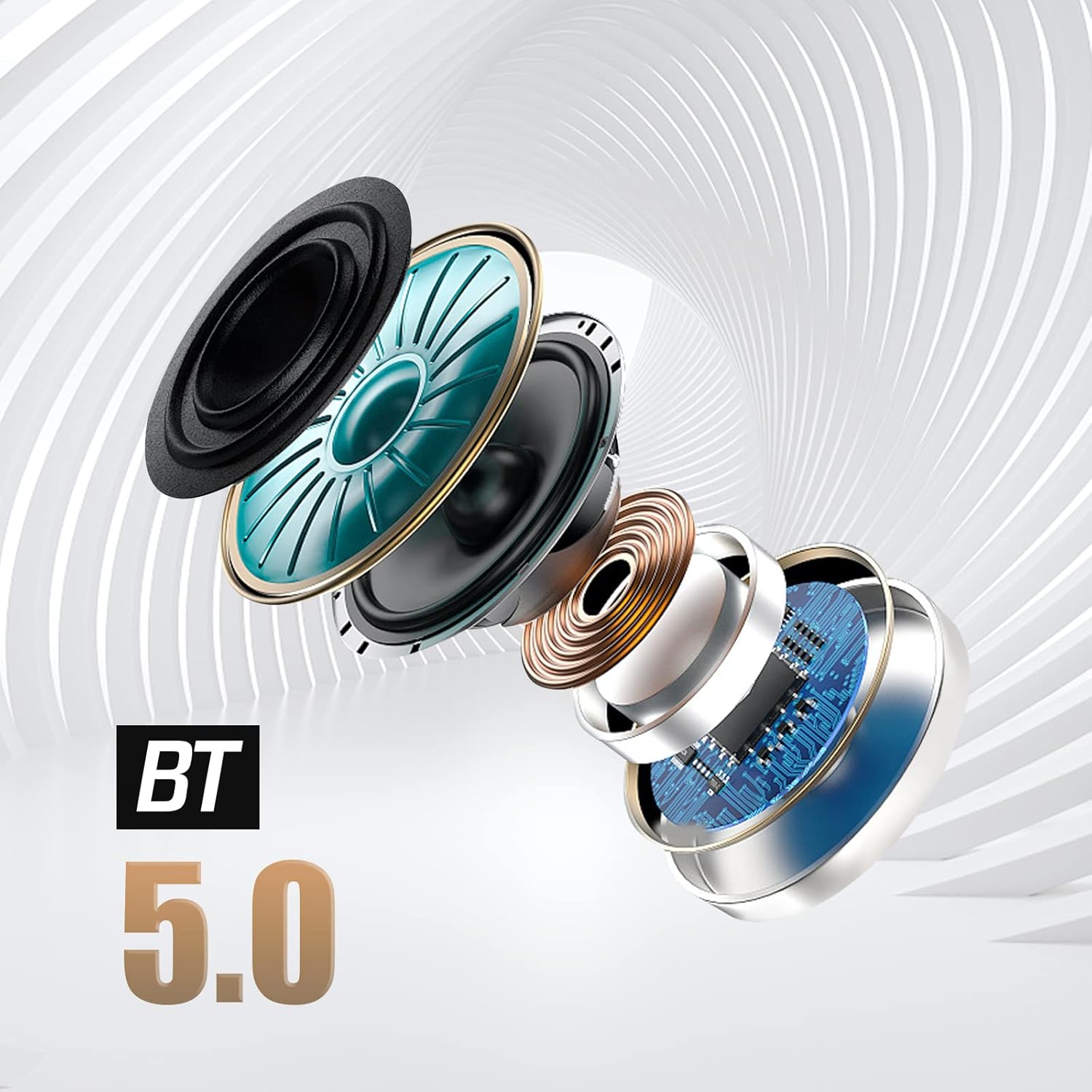 GoldenPlayer On Ear Bluetooth Headphones, 25 Hours Playtime Wireless Headphones with Microphone, HiFi Stereo Headphones with Swivel Earmuffs, Comfortable Headphones for Adults/Teens/Laptops (White) : Electronics