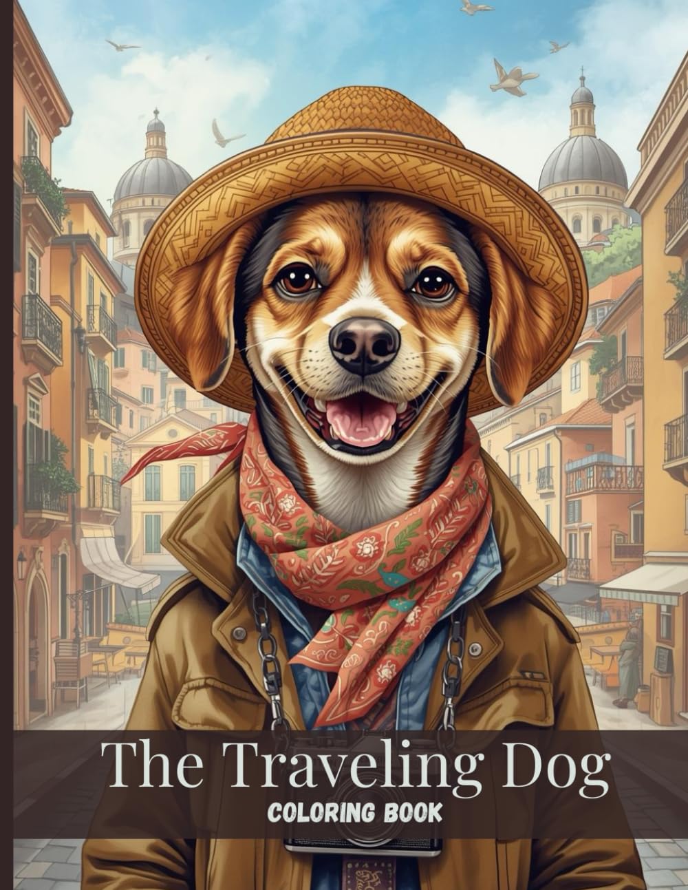 The Traveling Dog Coloring Book: Relaxing Adult Coloring Pages Featuring a Charming Dog Exploring Beautiful European Cities