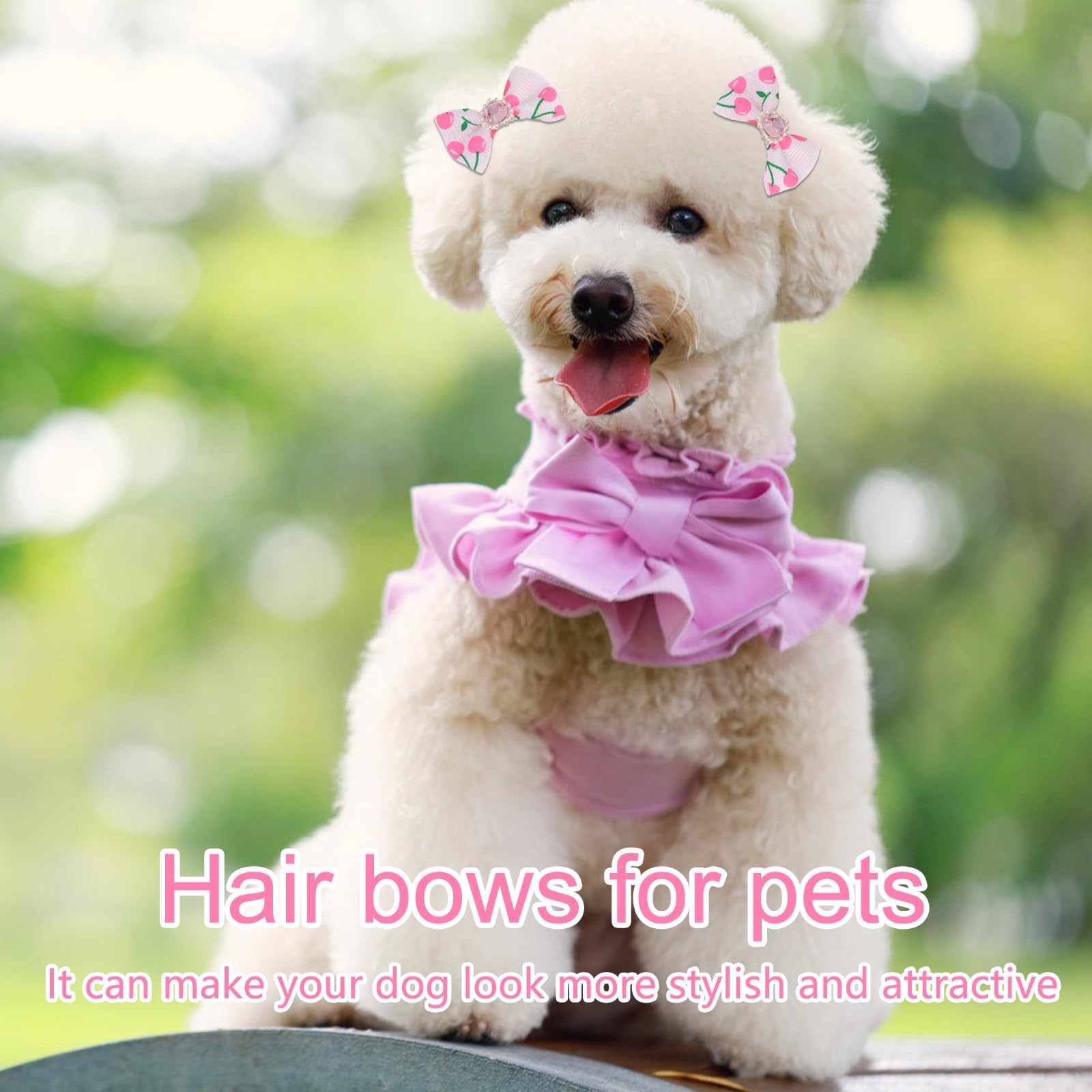 50PCS Dog Hair Bows,Puppy Dog Hair Bows with Elastic Rubber Bands,Pet Hair Accessories for Small Medium Dogs and Cats,Mixed Colors Dog Hair Clips,Puppy Topknot Dog Bow Ties for Grooming,Long Hair Pets - Image 3