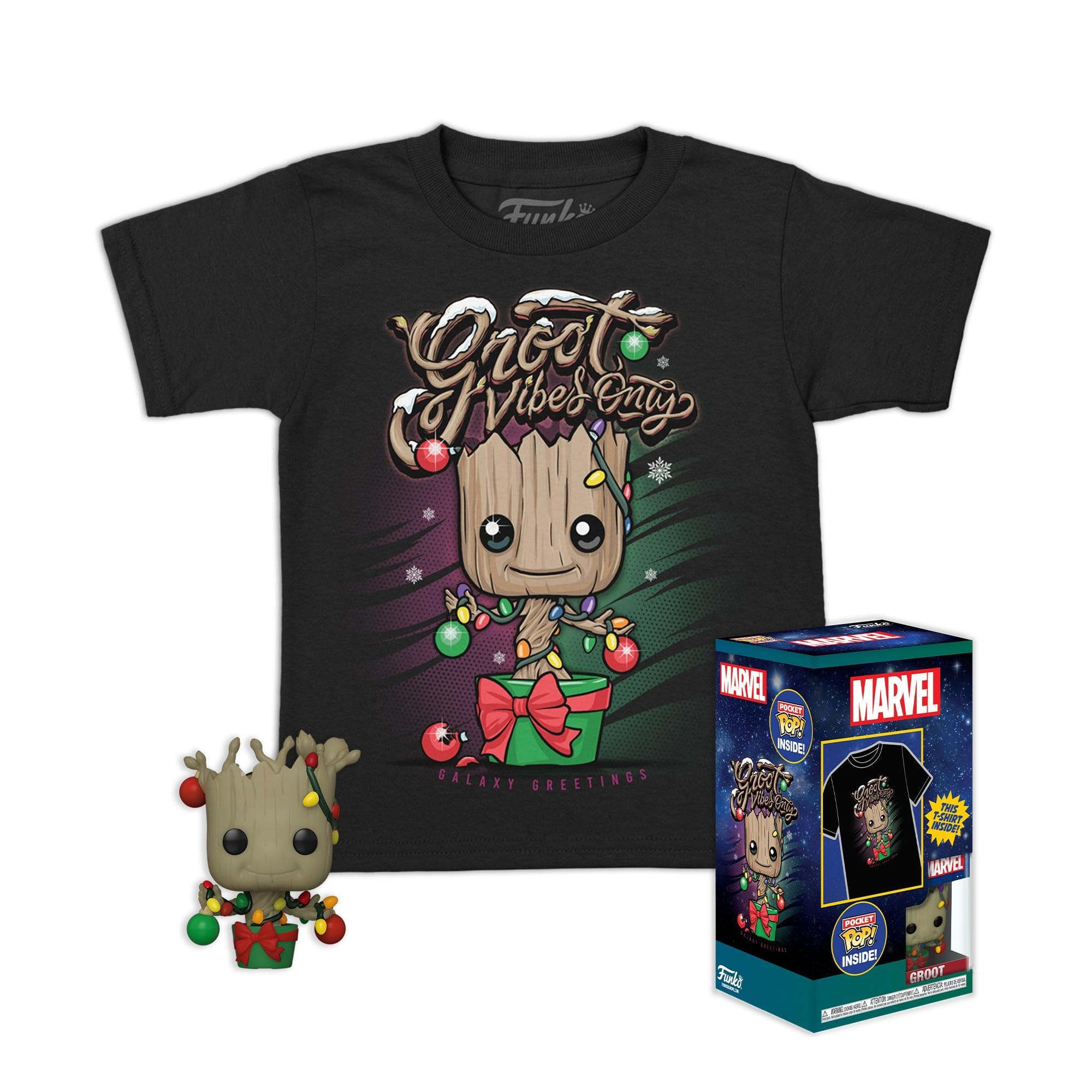 Funko Pocket POP!& Tee: Guardians Of the Galaxy - Holiday Groot - Medium - Marvel - T-Shirt - Clothes With Collectable Vinyl Minifigure - Gift Idea - Toys and Short Sleeve Top for Adults Unisex Men