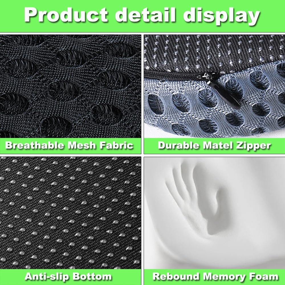 Orthopädisches Autositzkissen Memory Foam - Ergonomisches Keilkissen & Sitzkissen für Auto & LKW - Entlastung von Steißbein & Ischias - Sitzerhöhung Fahrersitz