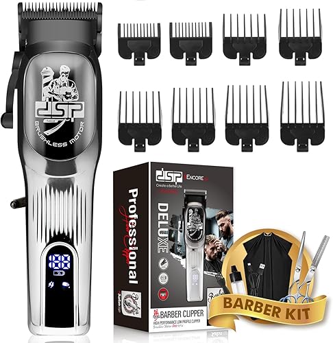 Miniatura 7 de DSP Kit de peluquero profesional 4 en 1 cortadora de pelo inalámbrica, recortadora, afeitadora y removedor de vello de nariz, juego de peinado y