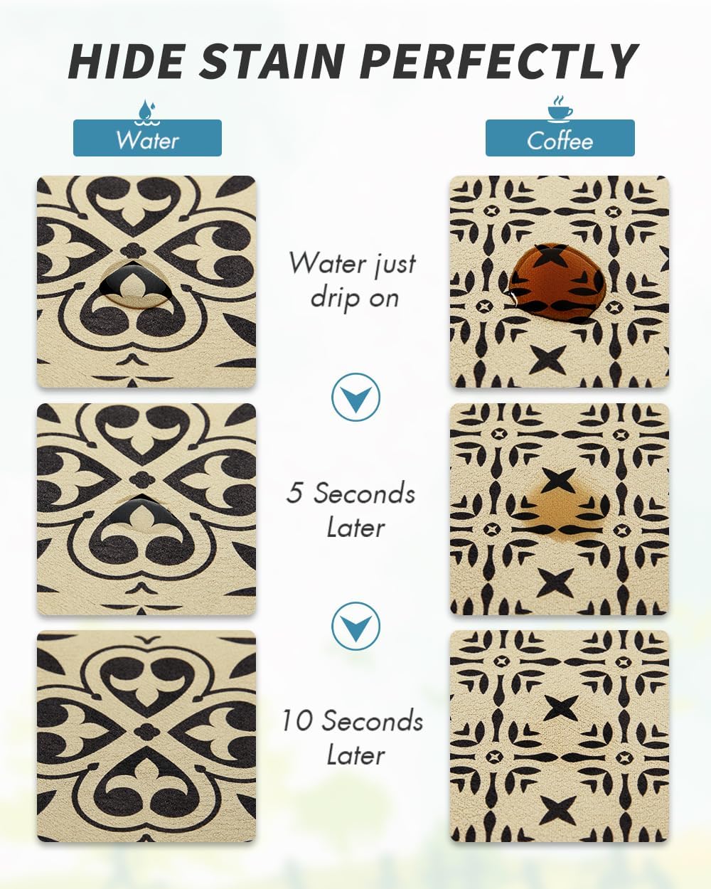 AMOAMI Coffee Mat - Hide Stain Rubber Backed Absorbent Dish Drying Mat for Kitchen Counter - Fits Under Coffee Maker - Khaki 12X19 - Image 2