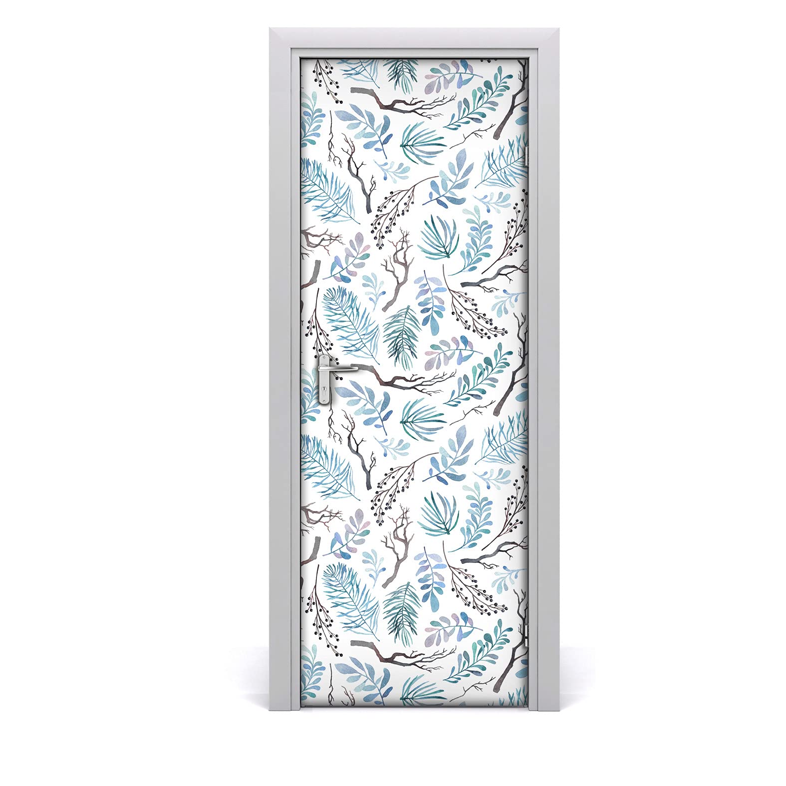 Sticker de porte branches d'hiver 77x200cm : papier peint trompe-l'œil autocollant