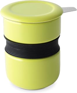 FORLIFE Curve Asian Style Tea Cup with Infuser and Lid 12 ounces, Lime