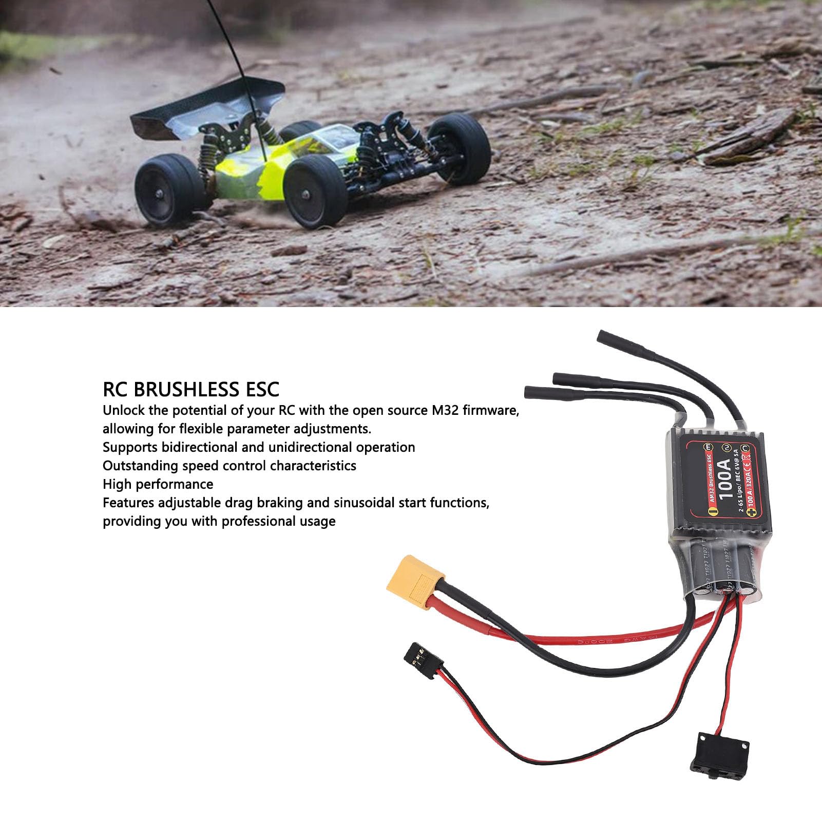 YUYTE Regulator Obrotów 100A Brushless ESC do Silników Outrunner 3532 3542,