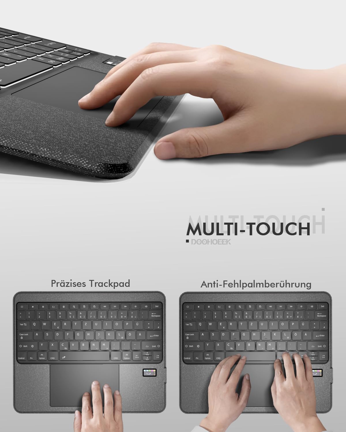 Doohoeek Tastatur Hülle mit LCD-Display für iPad Pro 13 Zoll 2025(M5)/2024(M4), Abnehmbare Bluetooth Wireless Keyboard Case Type Folio mit Hintergrundbeleuchtung&Multi-Touch Trackpad, QWERTZ