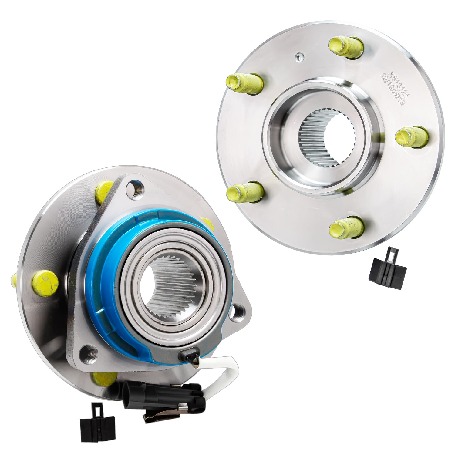 Detroit Axle - 2pc Front Wheel Bearing Hubs for 00-13 Chevy Impala Monte Carlo, 97-08 Pontiac Grand Prix, 06-11 DTS, 05-09 Buick Lacrosse, 06-11 Lucerne, 00-05 Lesabre, Pair Wheel Bearings and Hubs