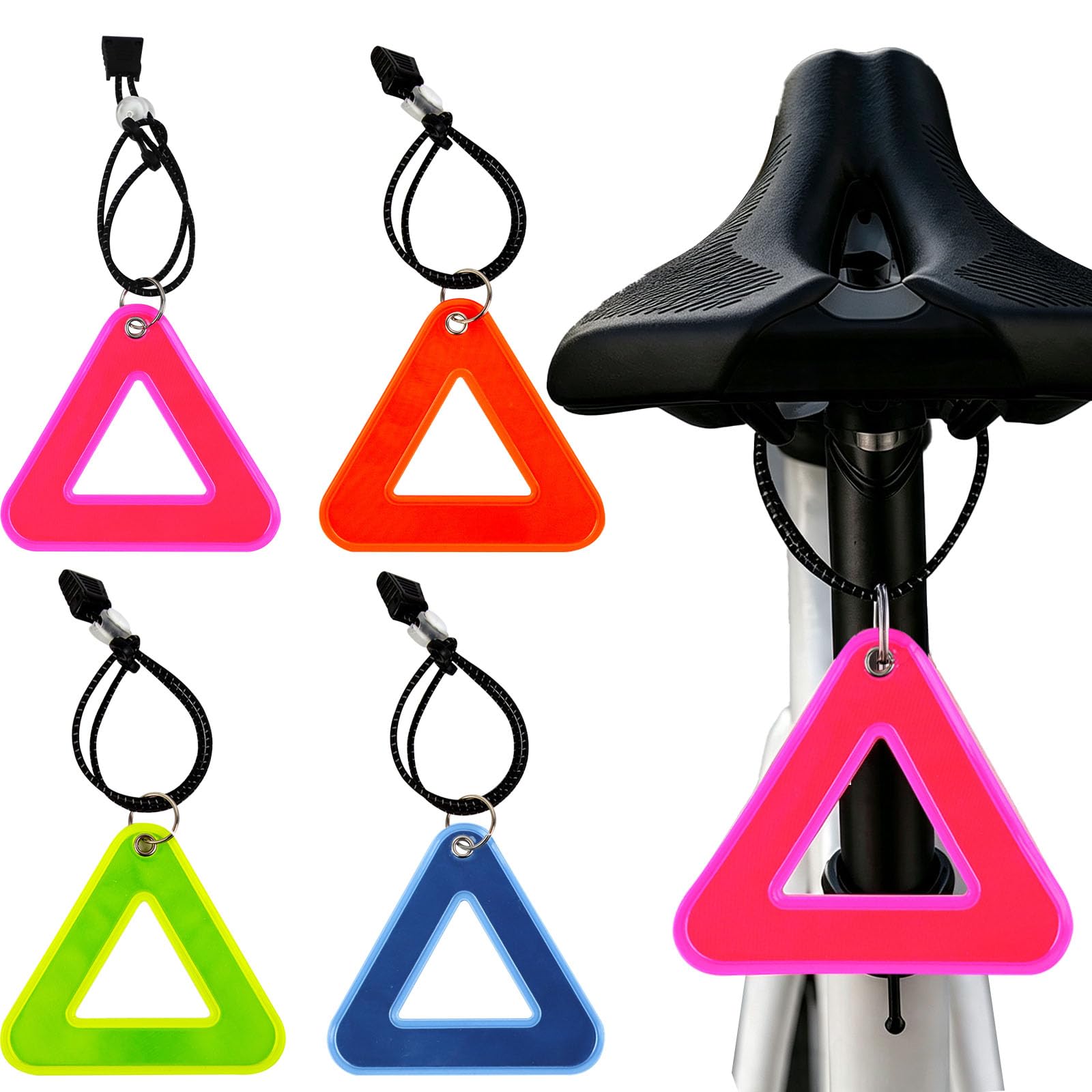 KASESSS 4 Pcs Mini Warning Triangle Pendant, Triangle Signs Label for Bike