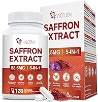Vista 1 de Saffron Supplements - 5 in 1 Saffron Capsules with 10:1 Saffron Extract 88.5mg, Ginseng, Goji Berry & Chrysanthemum – Supports Memory, Focus, Mood