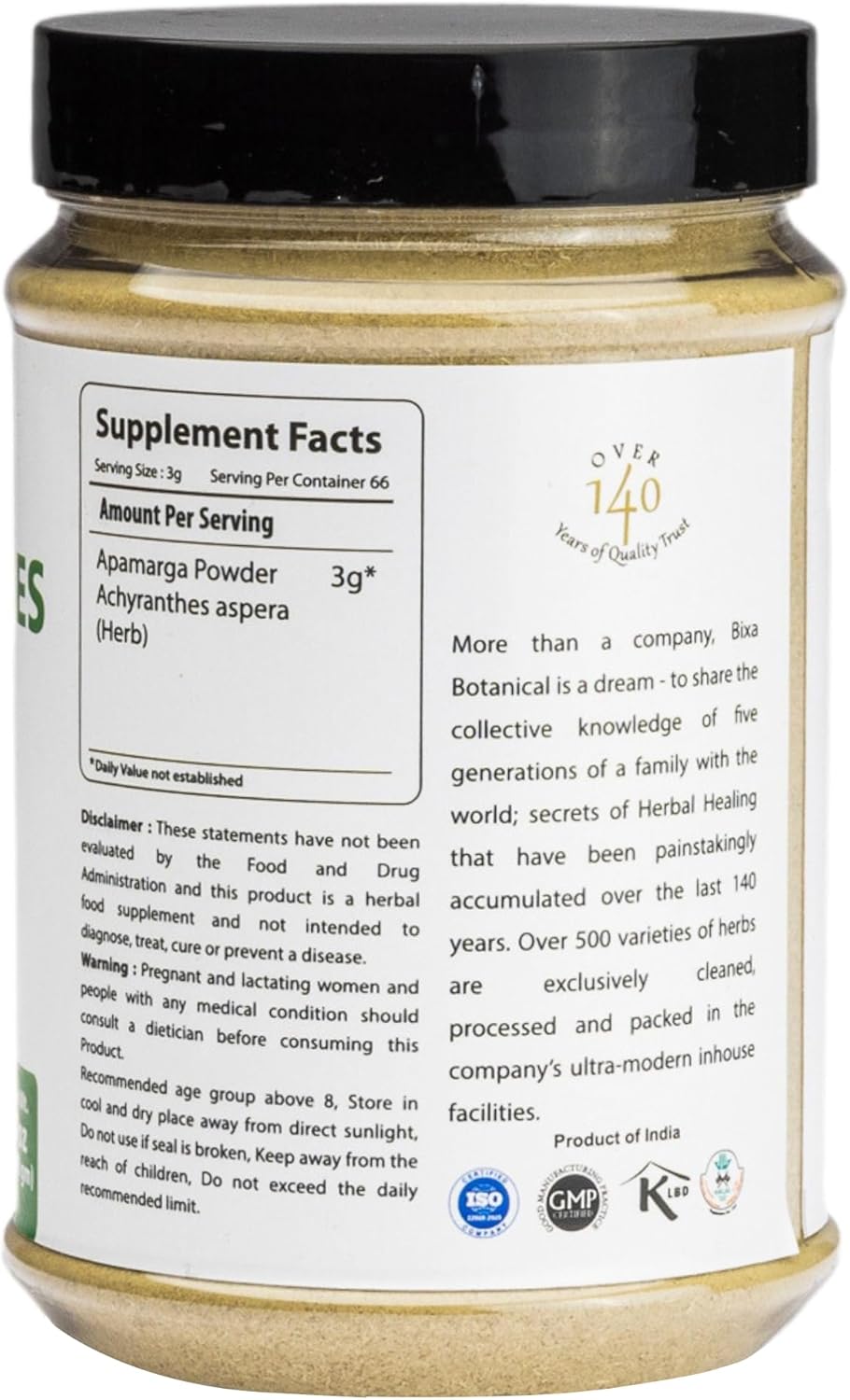 bixa BOTANICAL Achyranthes Aspera Powder | Apamarga ǀ Ayurvedic Herbal Supplement | 200 Grams / 7 OZ | Gluten Free, Non-GMO, Steam Treated, Vegan, 100% Pure.