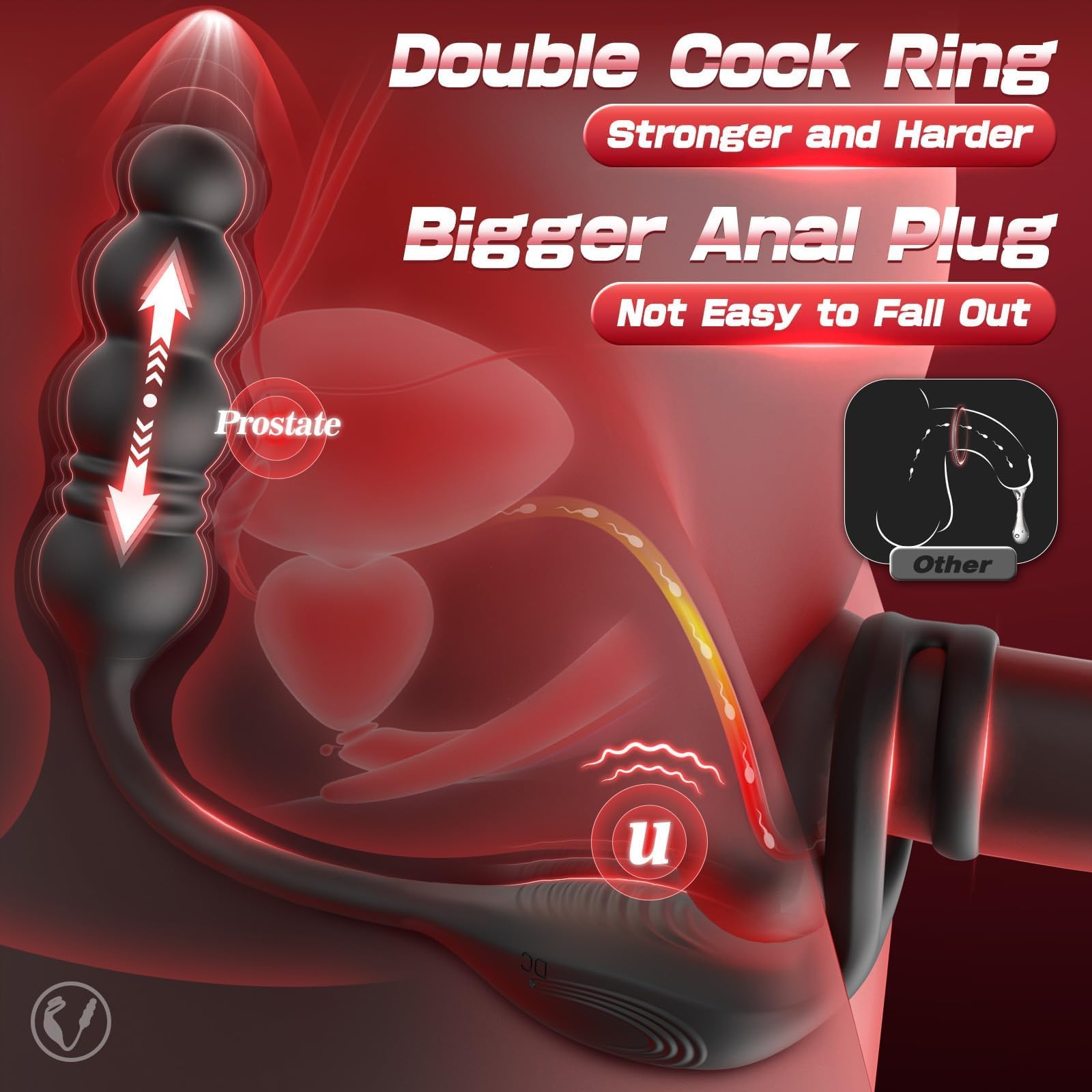 Anillo vibrador para el pene con masajeador de próstata, tapón anal,vibrador de próstata,juguetes para adultos,juguetes anales, tapón anal vibrador con control remoto por,10modos de vibración
